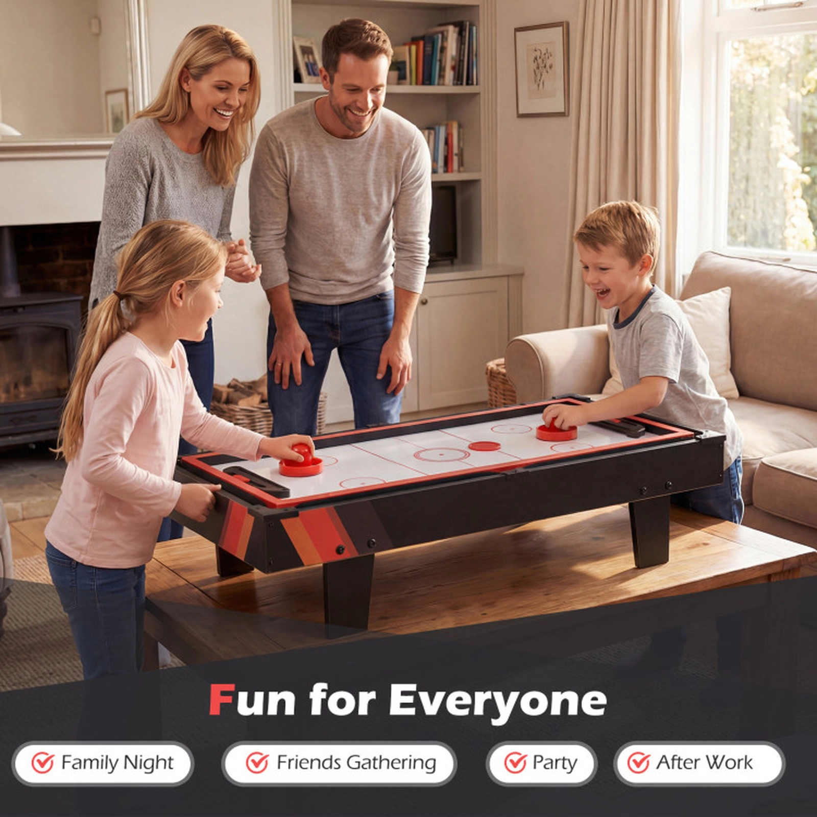 SUGIFT 4-in-1 32-in Tabletop Combo Game Table Set with Foosball Billiards Table Tennis and Hockey