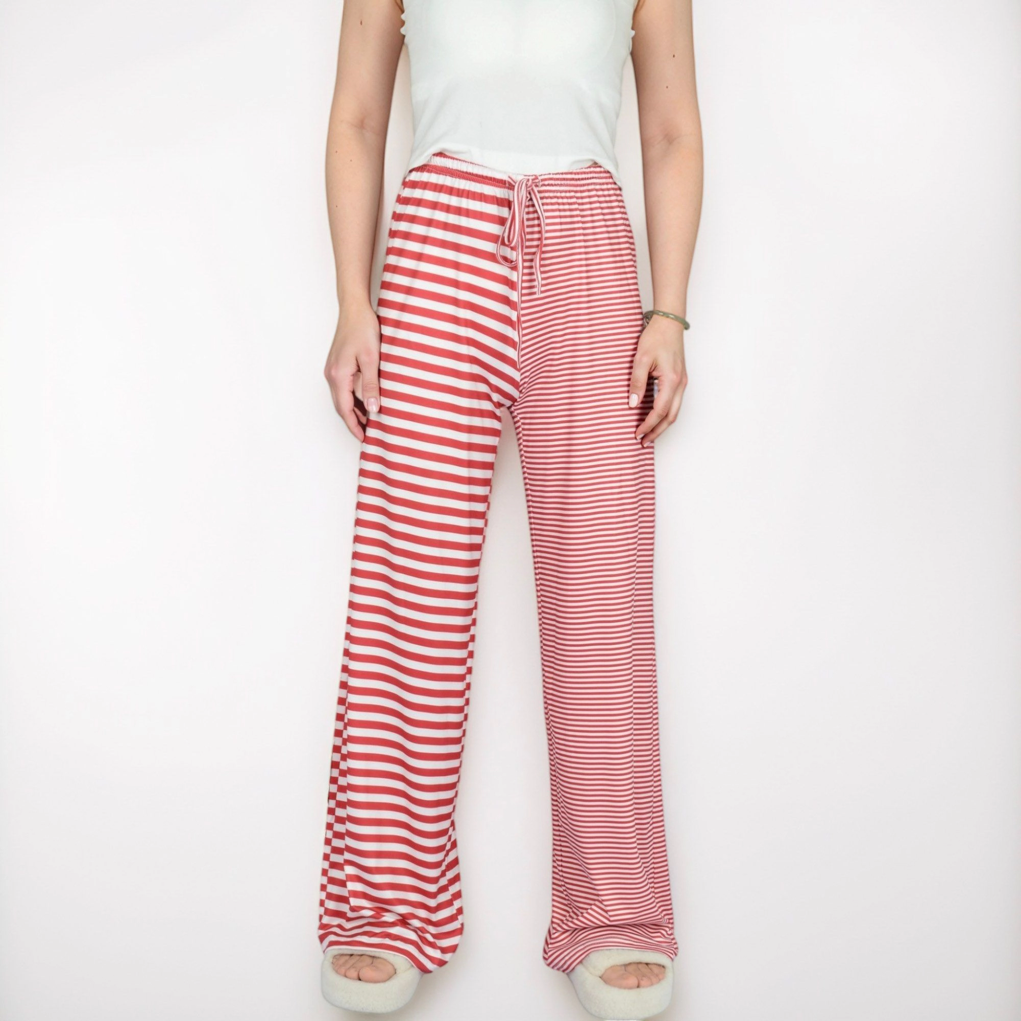 Anna-Kaci Women's Striped Drawstring Lounge Pants with Wide Leg and Stretch Fabric