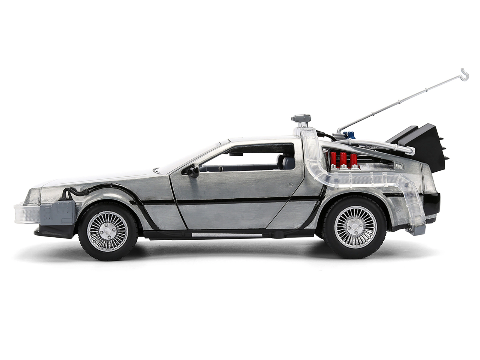 Jada DeLorean Brushed Metal Time Machine with Lights "Back to the Future" (1985) Movie "40th Anniversary"