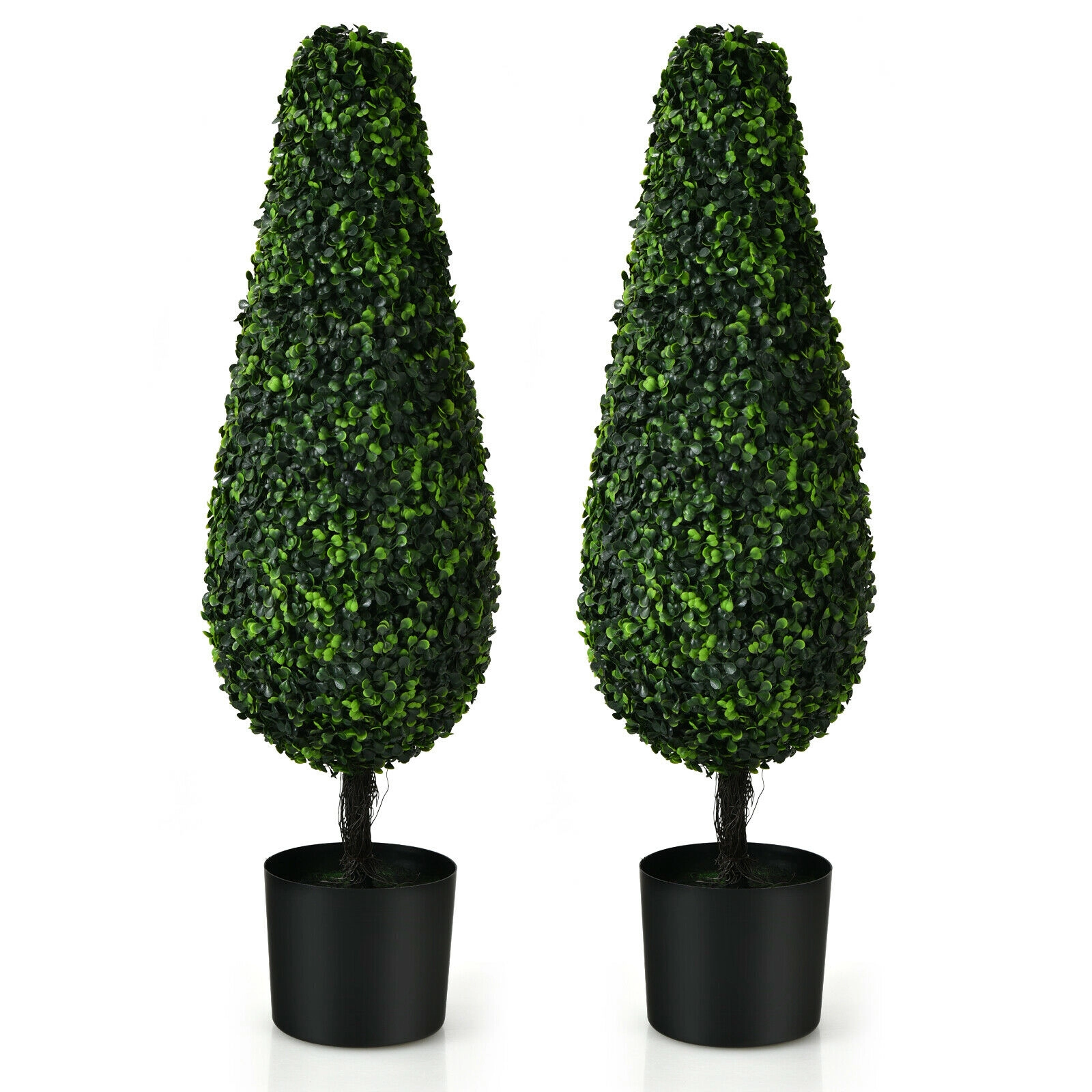 Slickblue Set of 2 34-Inch Artificial Tower Topiary Trees for Indoor Outdoor