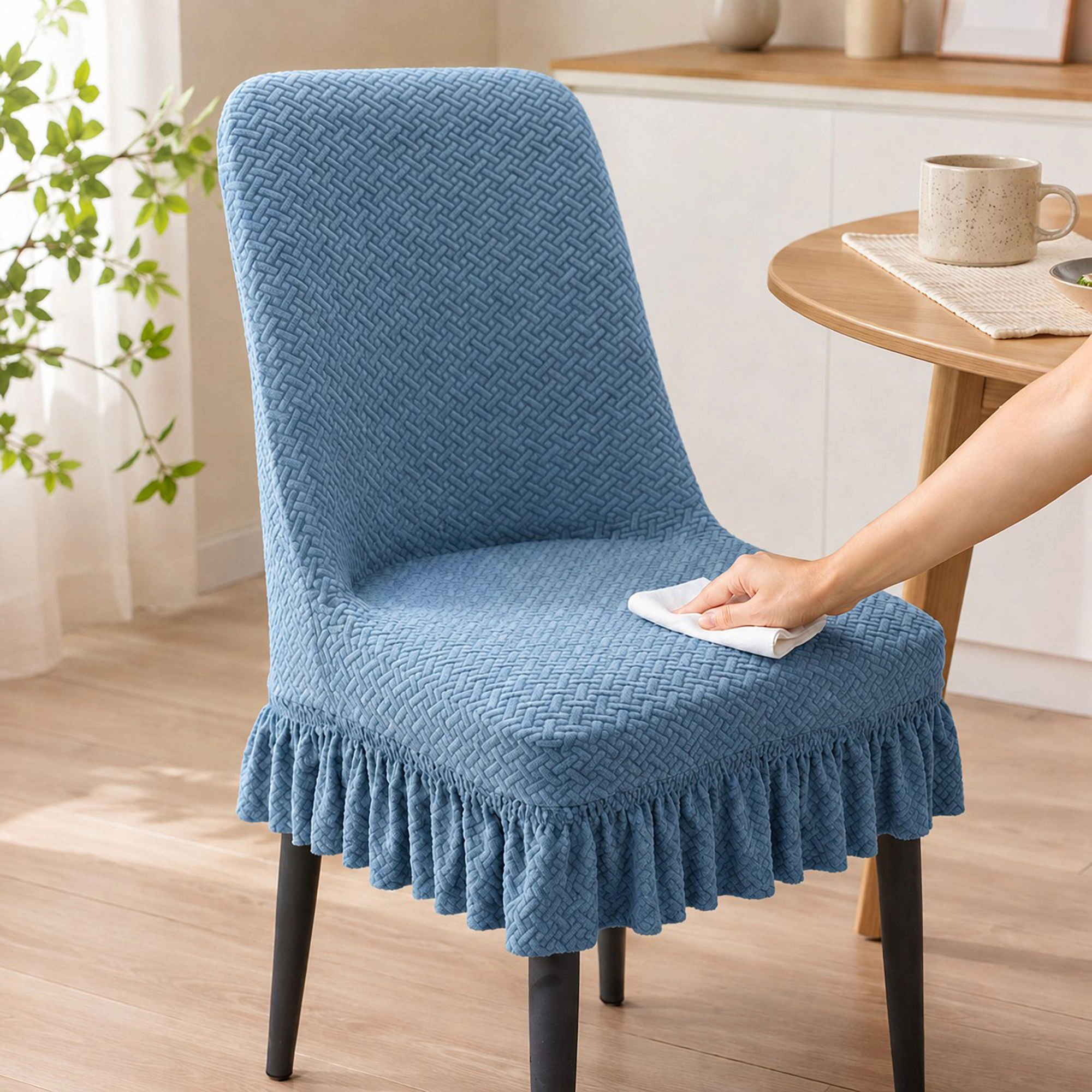 Alilang Textured Stretch Dining Chair Cover with Ruffled Skirt