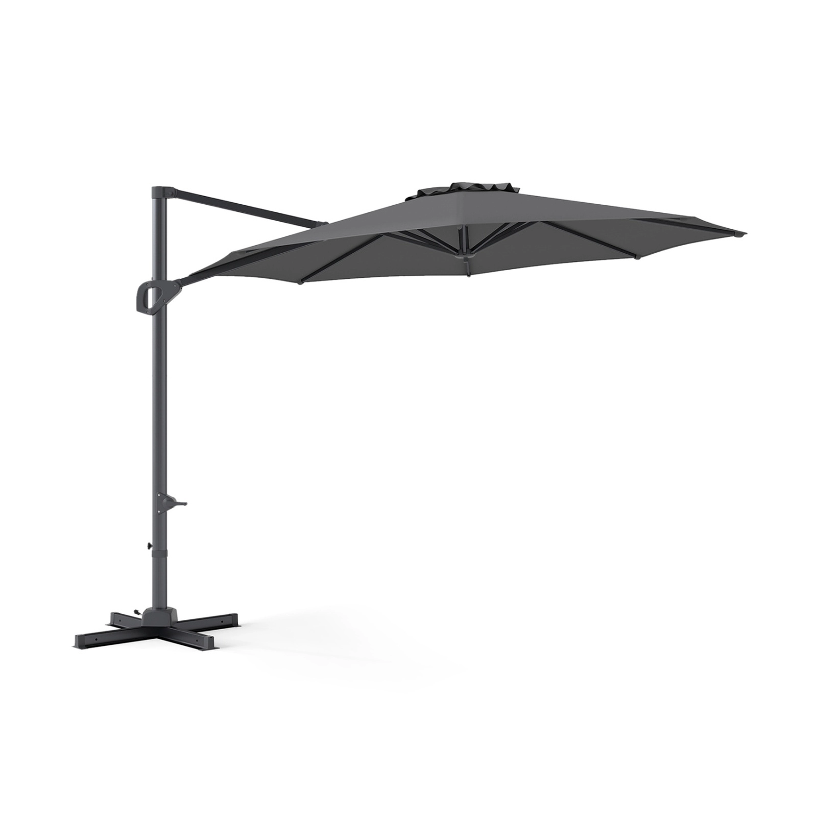 SUGIFT 10-Ft Gray Offset Cantilever Patio Umbrella, Vented Top, 8 Metal Ribs