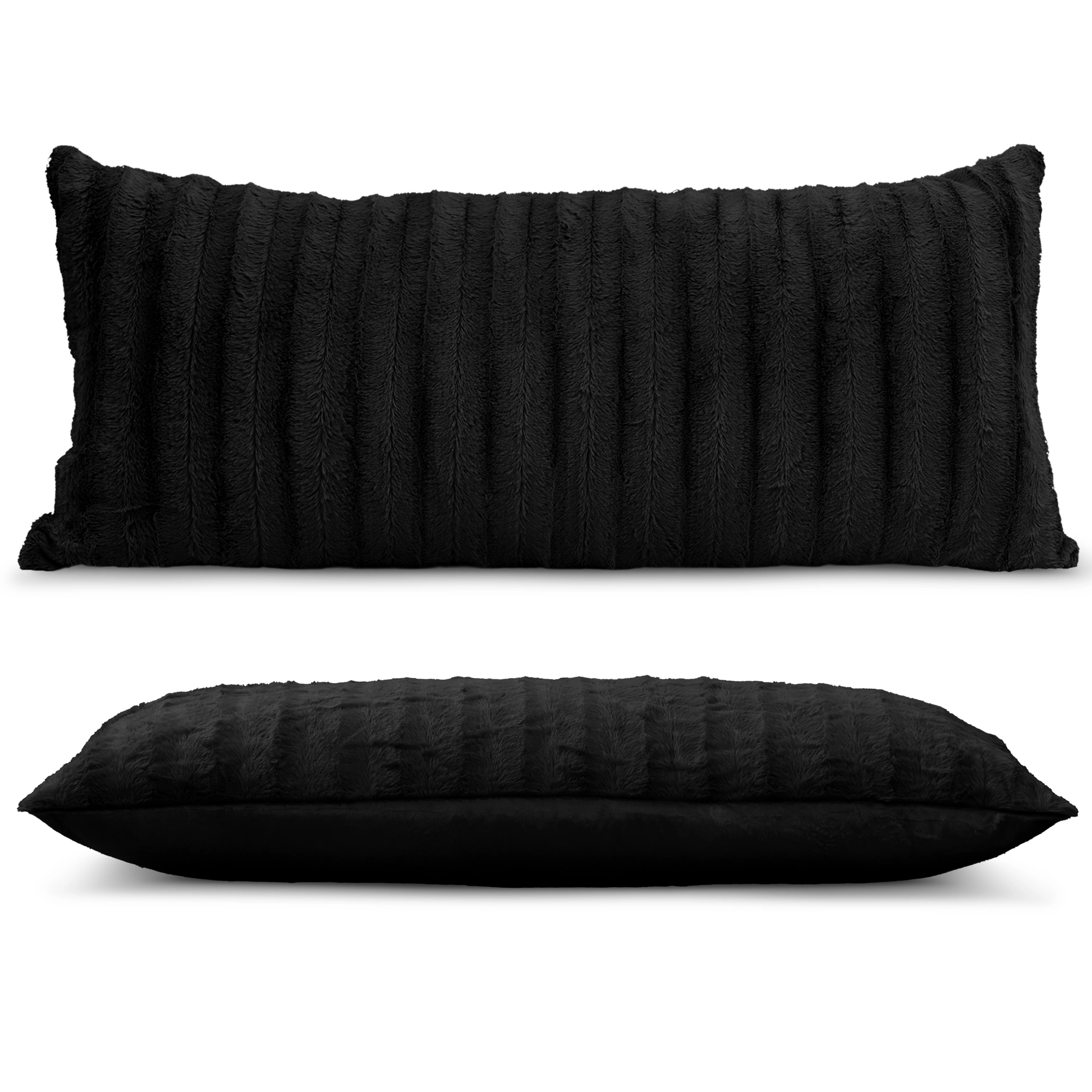 Cheer Collection 18 x 40-Inch Reversible Faux Fur Long Decorative Body Pillow with Plush Insert