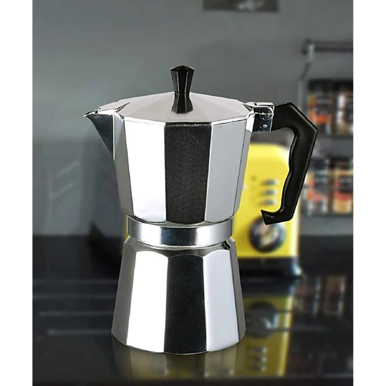 J&V TEXTILES 100% Aluminum Stovetop Espresso and Coffee Maker, Moka Pot for Classic Italian and Cuban Café Brewing
