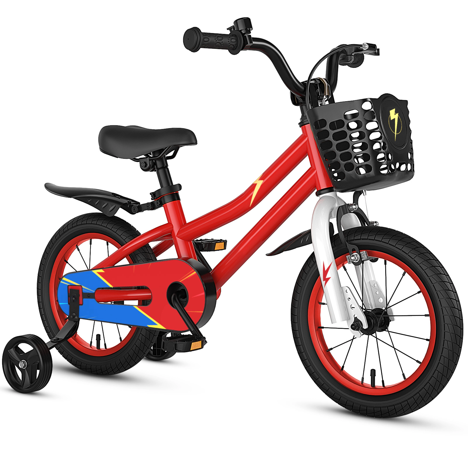 LJG 14 Inch Kids Bike Red with Pink Helmet Protective Set