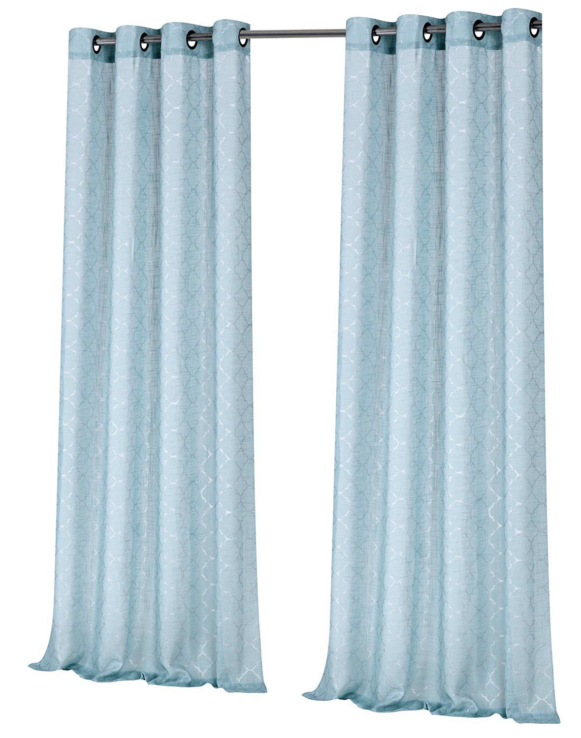 Kate Aurora Living 2 Pack Shabby Metallic Trellis Pastel Sheer Grommet Curtains