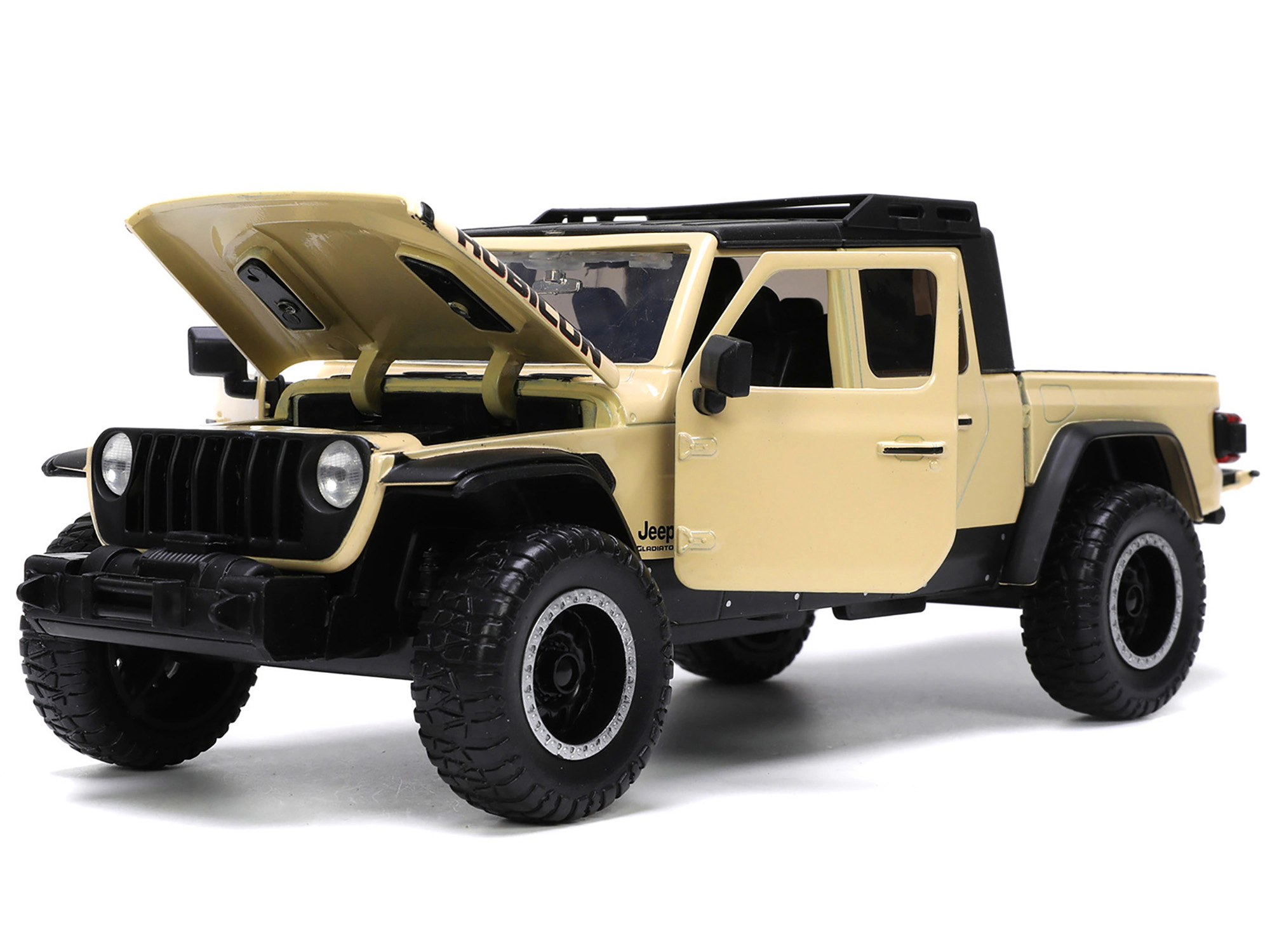 Jada 2020 Jeep Gladiator Rubicon Pickup Truck Cream with Roof Rack with Extra Wheels "Just Trucks" Series 1/24