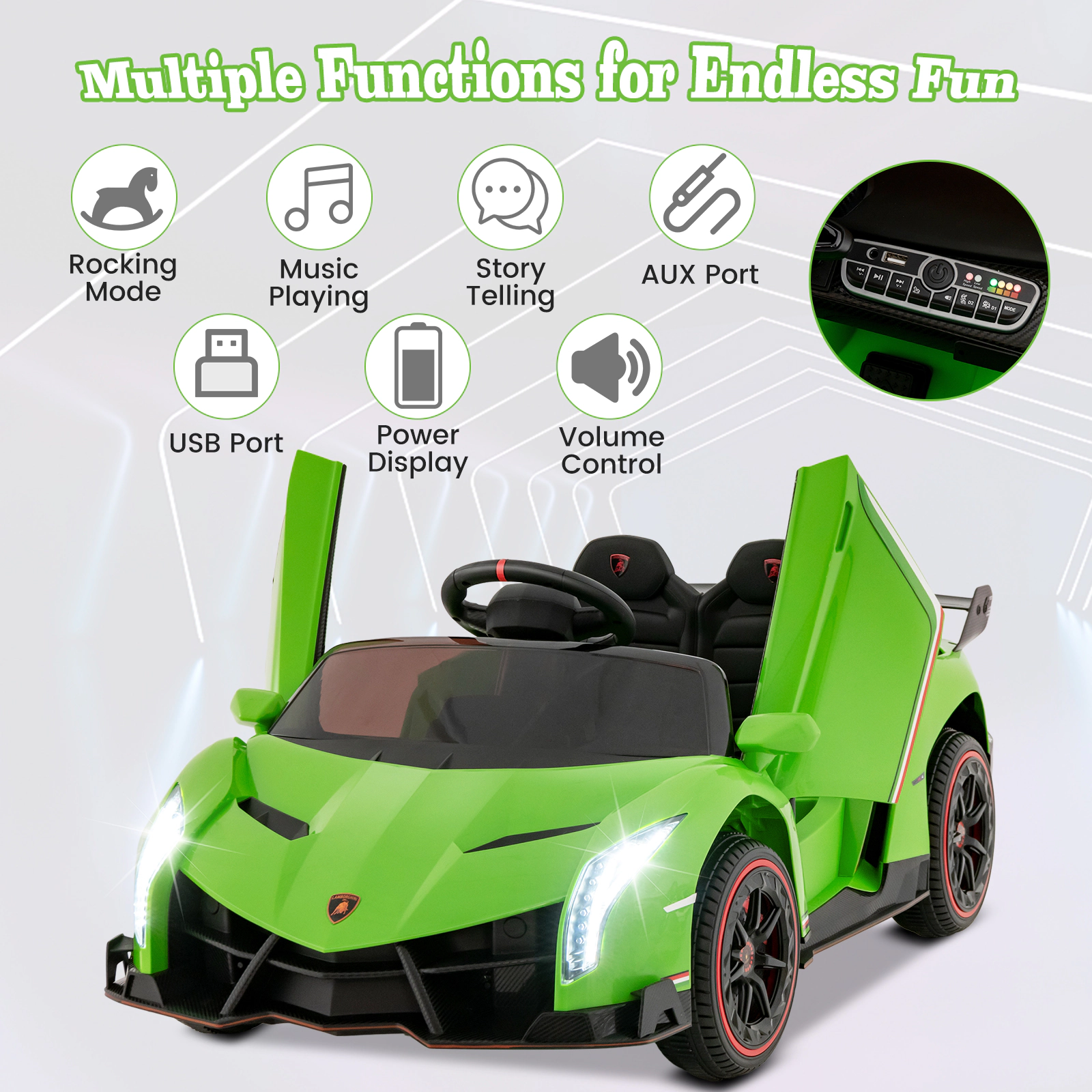 LJG 12V Licensed Lamborghini 4WD Kids Ride-on Sports Car with 2.4G Remote