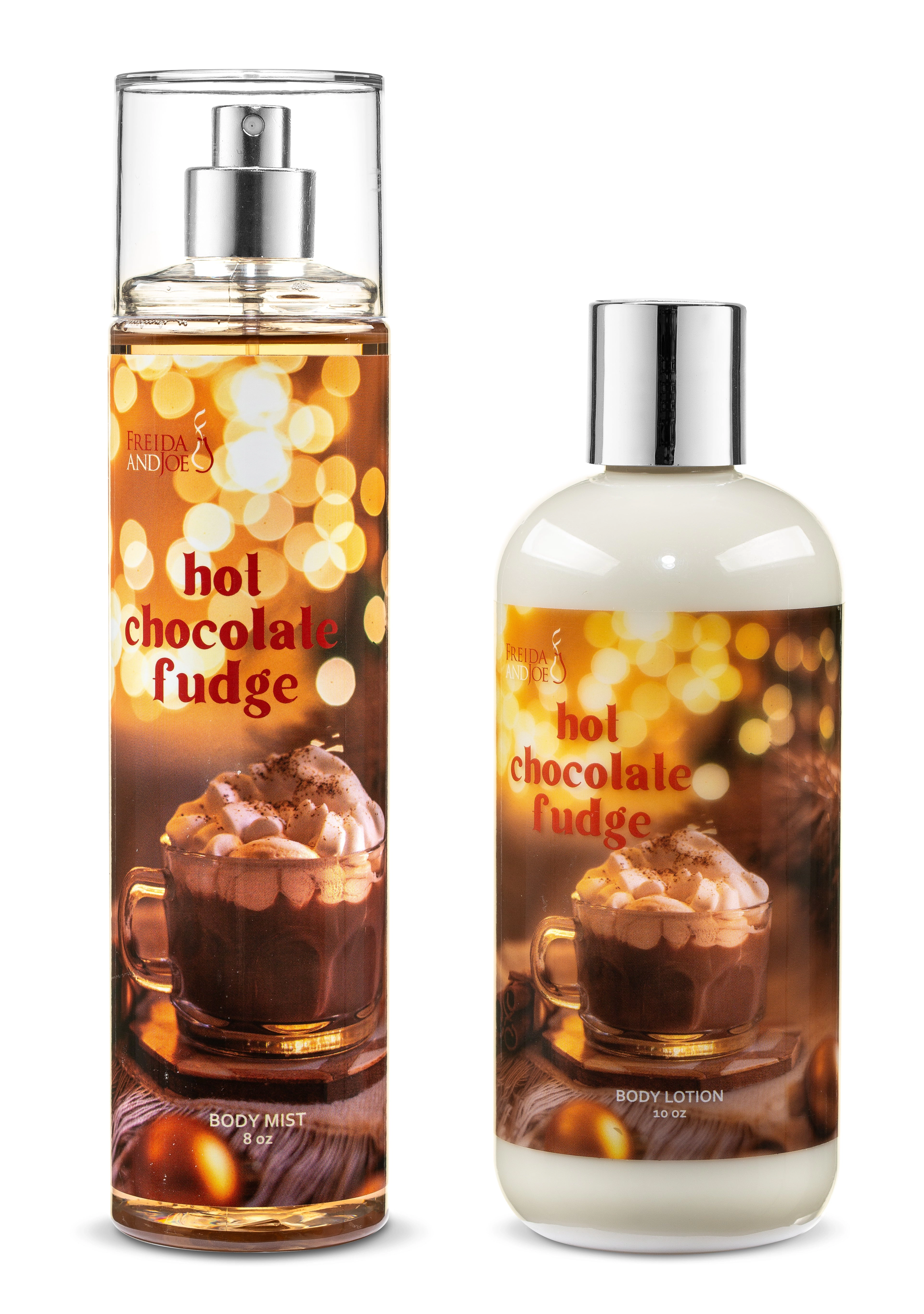 Freida and Joe  Women Hot Chocolate Fudge Body Lotion Body Mist Spray Set Valentine's Gift