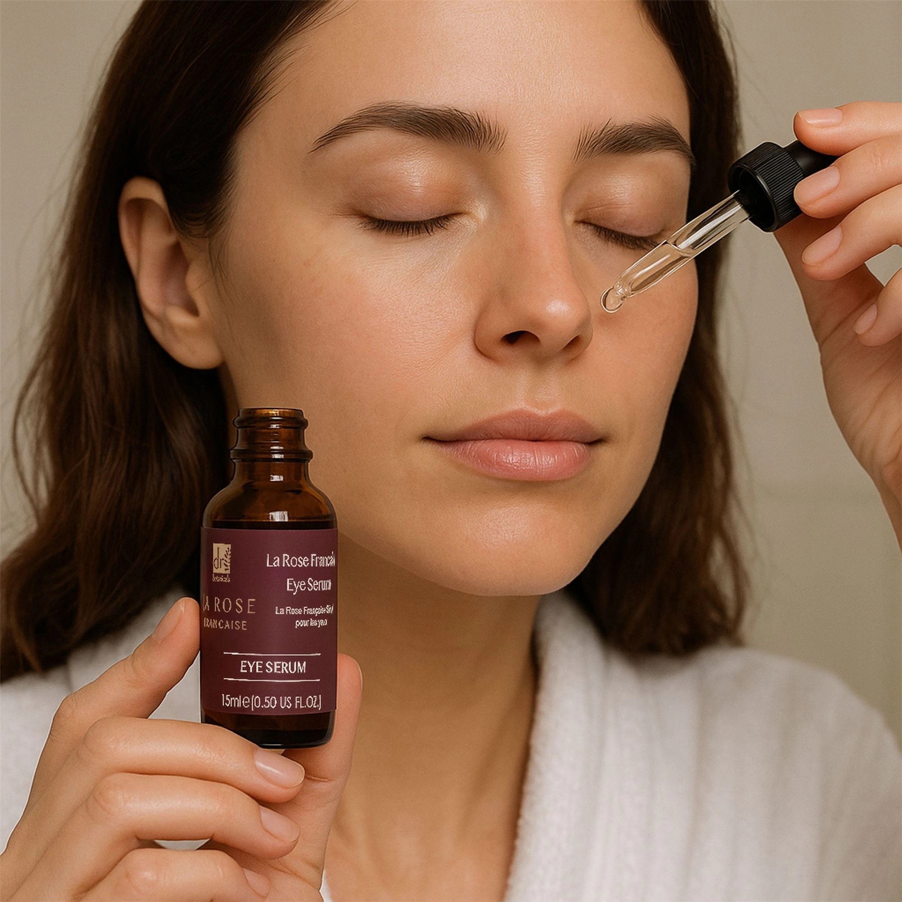 Dr Botanicals La Rose Française Eye Serum - Anti-Aging Bakuchiol & Vitamin E for Dark Circles and Puffiness 15ml