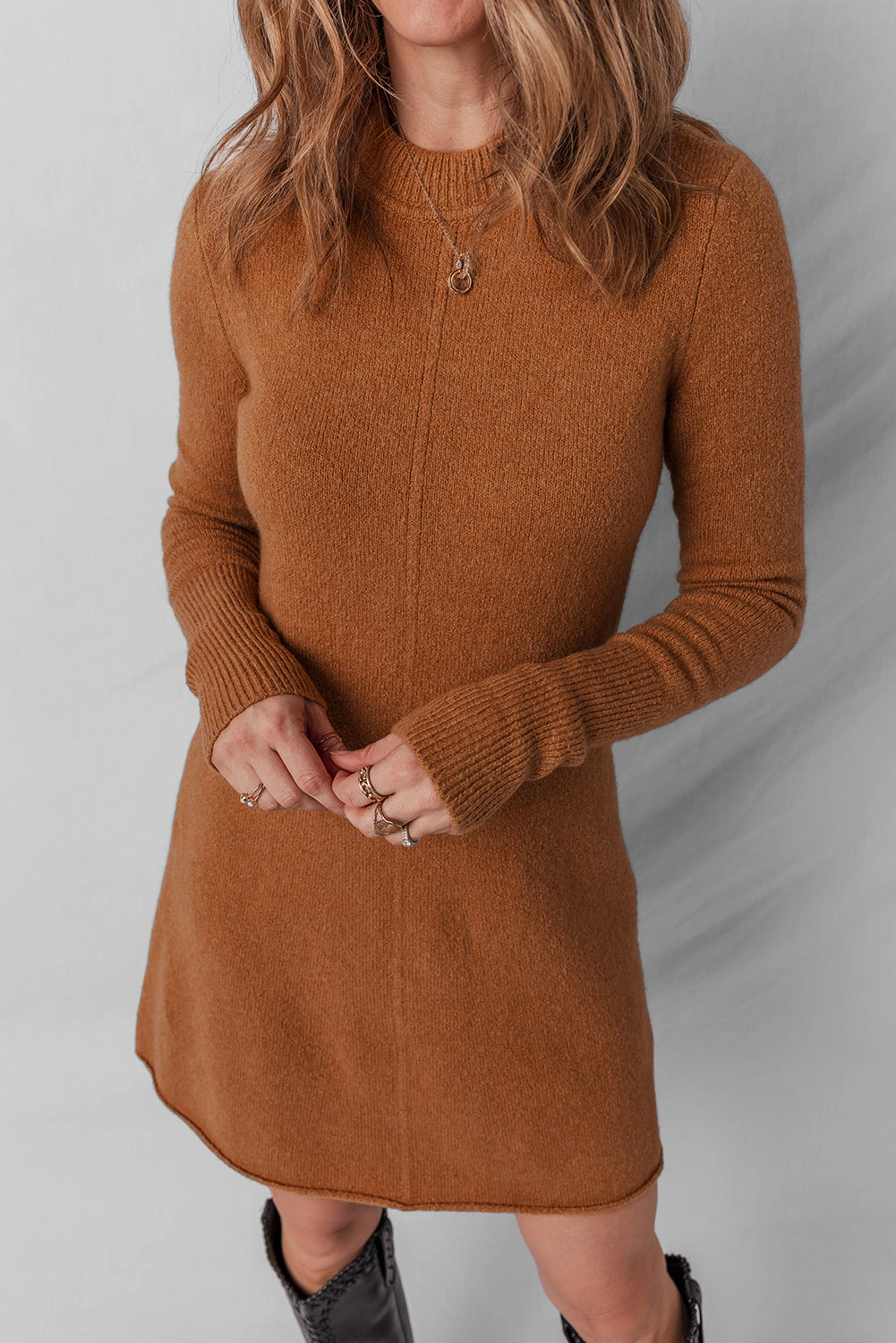 Threaded Pear Women's Madeline Ribbed Mini Sweater Dress