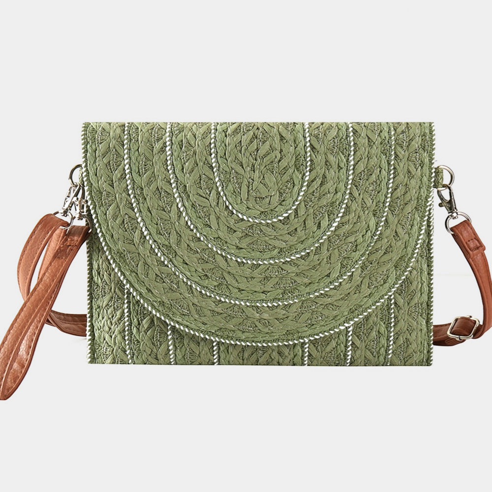 FASHNZFAB Stitch Detailed Straw Clutch Bag / Crossbody Bag