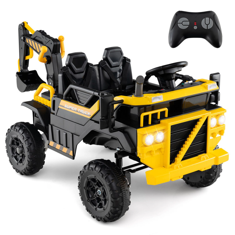 Hivvago 24V Ride On Excavator 4WD 2-Seater with Remote Control and Digging Arm