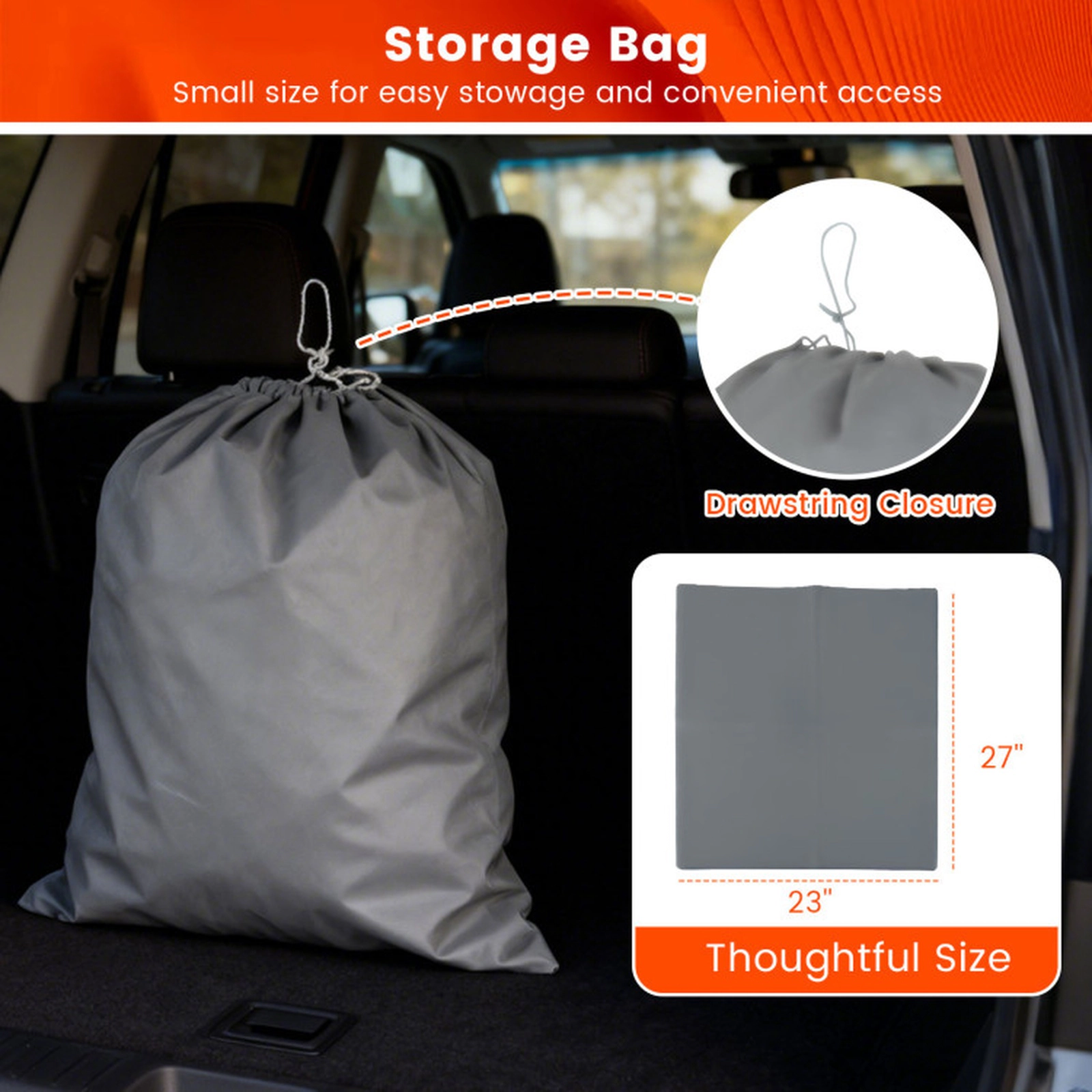 SUGIFT Silver Waterproof SUV Car Cover with Mirror Pockets and 6 Reflective Strips 190-in W 74-in D 70-in H