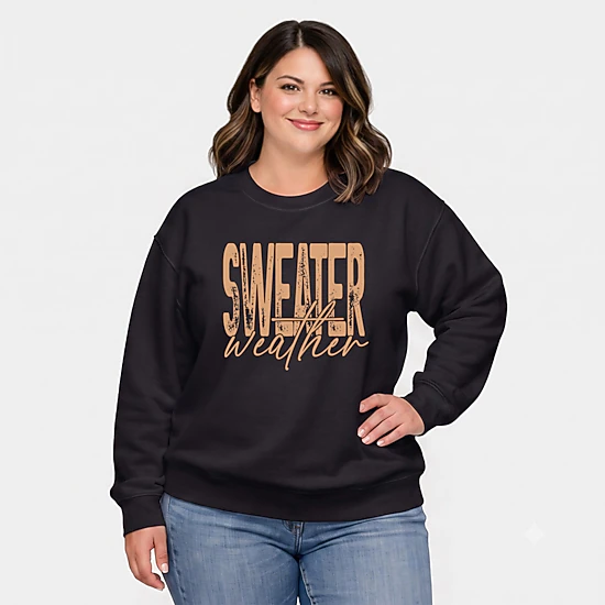 Simply Sage Market - Women's Plus Sized Graphic Sweatshirt - Sweater Weather Blocky Script