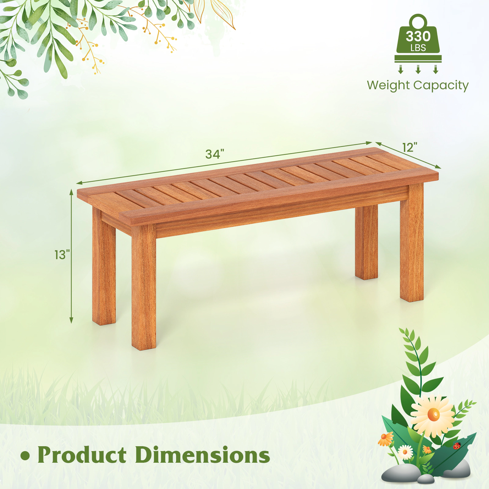 SUGIFT Brown 34-in Solid Shorea Hardwood Plant Stand Flower Pot Holder and Display Shelf for Indoor