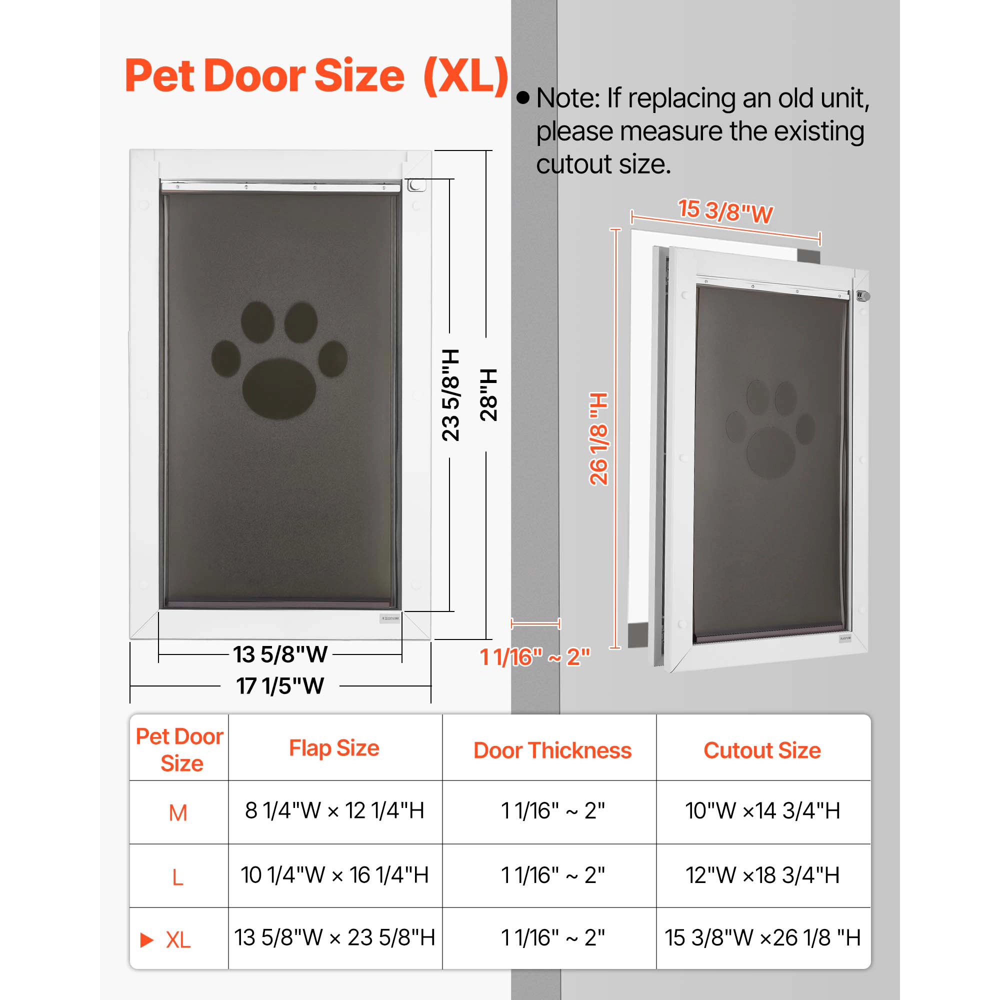 HONGGE Pet Door, X-Large, Triple Magnetic Flap Metal Frame, Weatherproof for Interior and Exterior Doors, White