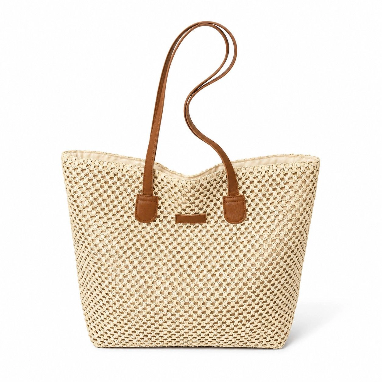 Alilang Women's Woven Straw Tote Bag Faux Leather Handles Large Capacity Shoulder Handbag for Everyday Use