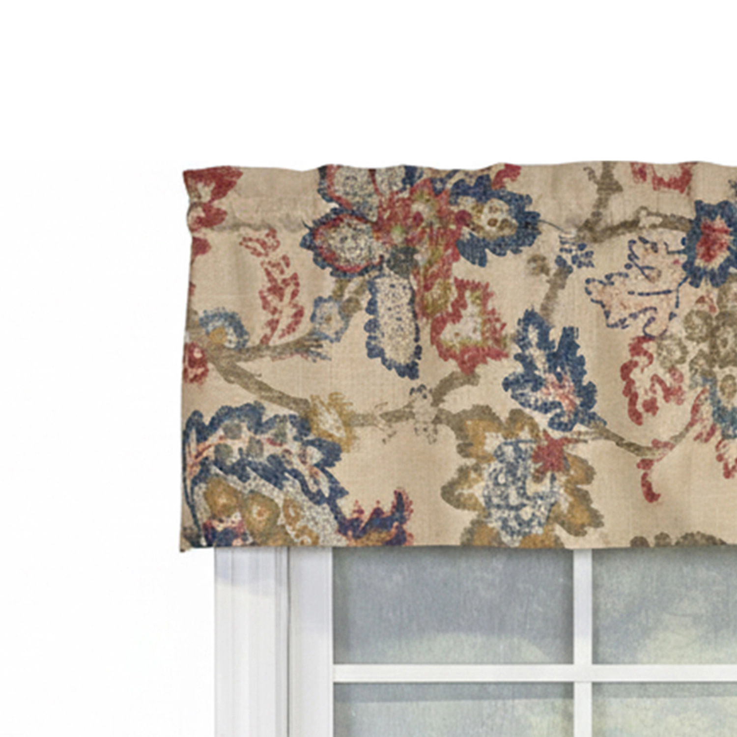 RLF Home 100% Cotton High Quality Silvia Tailored Window Valance with 1.5" Rod Pocket 50" W X 12" L Multi