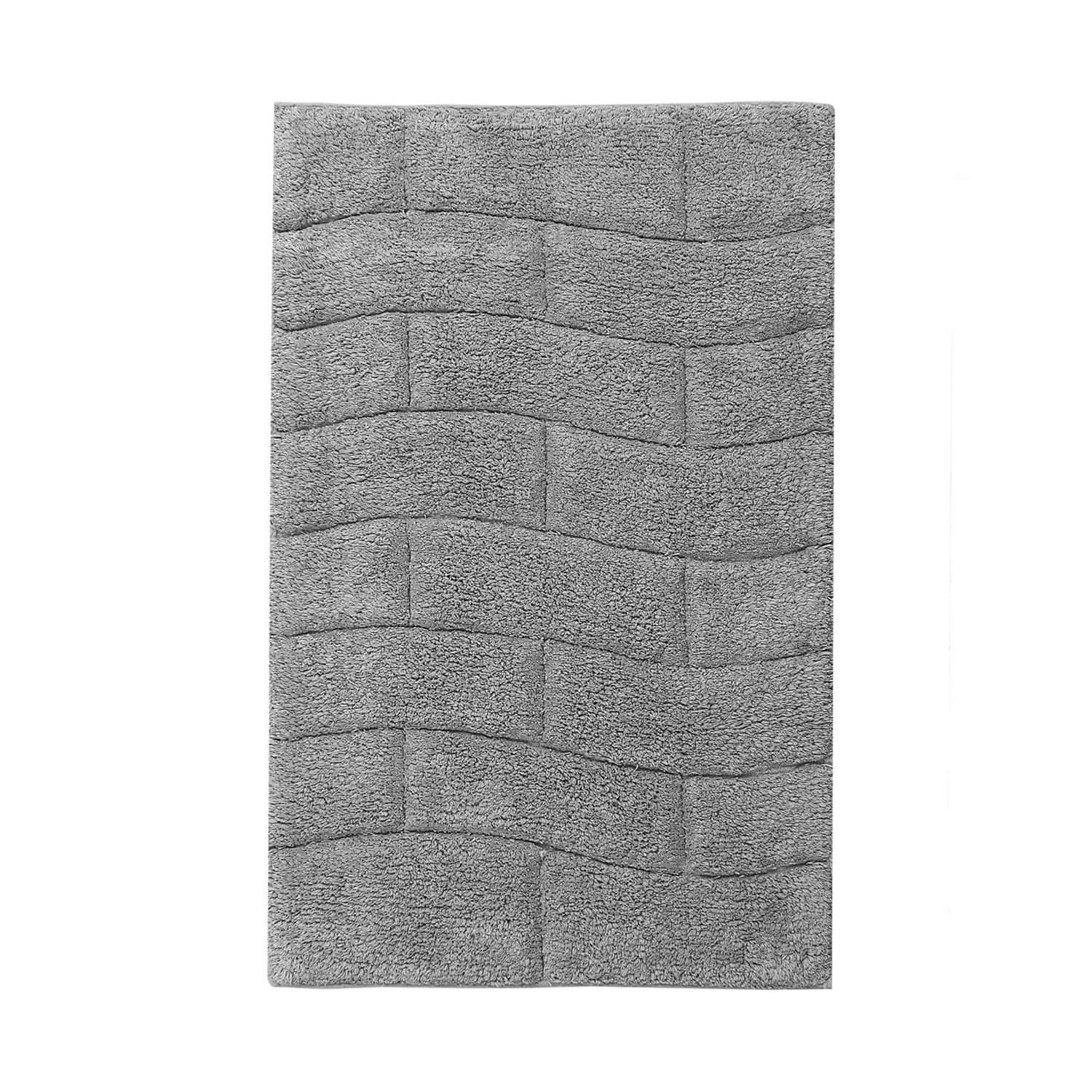 Knightsbridge Stylish And Comfortable All Season Traditional New Tile Design Cotton Bath Rug 21" X 34" Silver