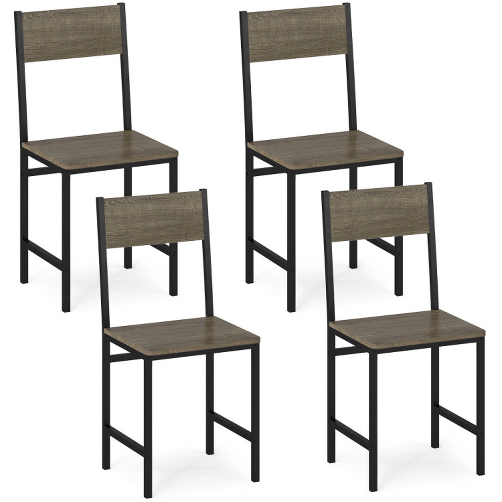 SUGIFT Set of 4 Dining Chairs Metal Legs & Slanted Back 300-lb Capacity 17.5 x 16 x 34-in Frame 16 x 16-in Seat Gray