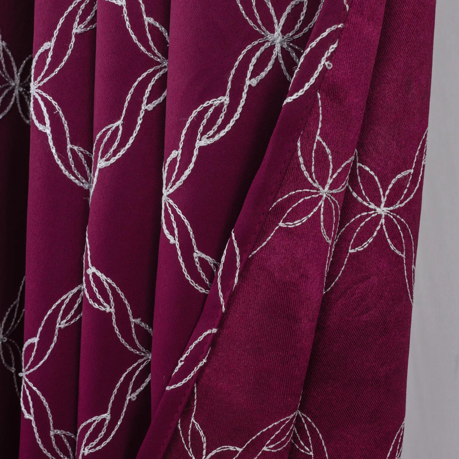 RT Designer Collection Gable Embroidered Blackout Luxurious Decorative Grommet Curtain Panel 54" x 84" Burgundy