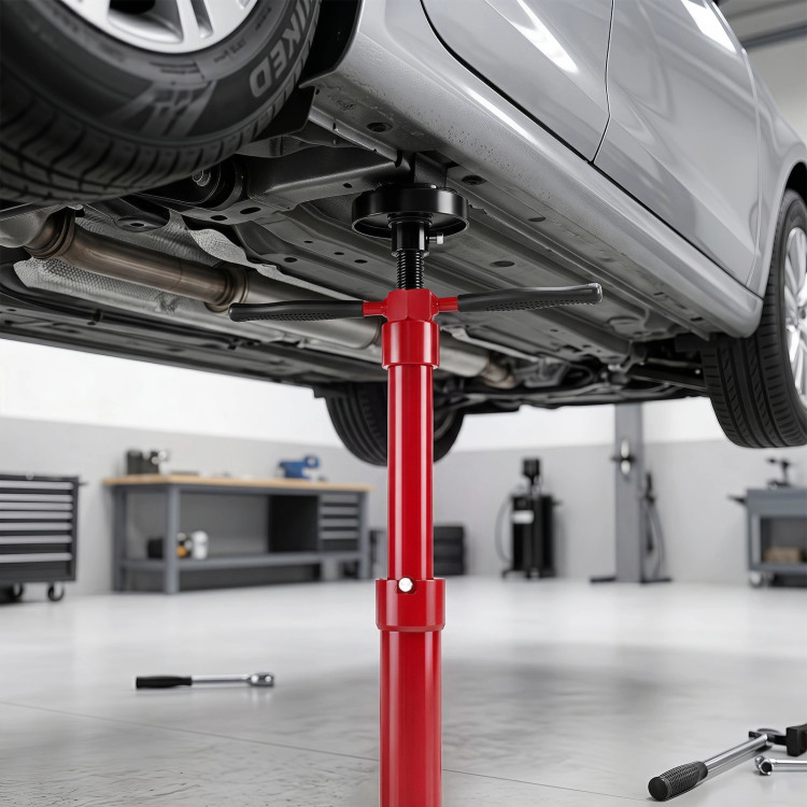 SUGIFT 1654-lb Capacity Adjustable Underhoist Support Stand with Thrust Bearing and Rolling Wheels