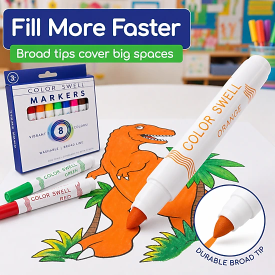 Color Swell Broad Line Bulk Markers, 6 Pack, 8 per Pack (48 Total)