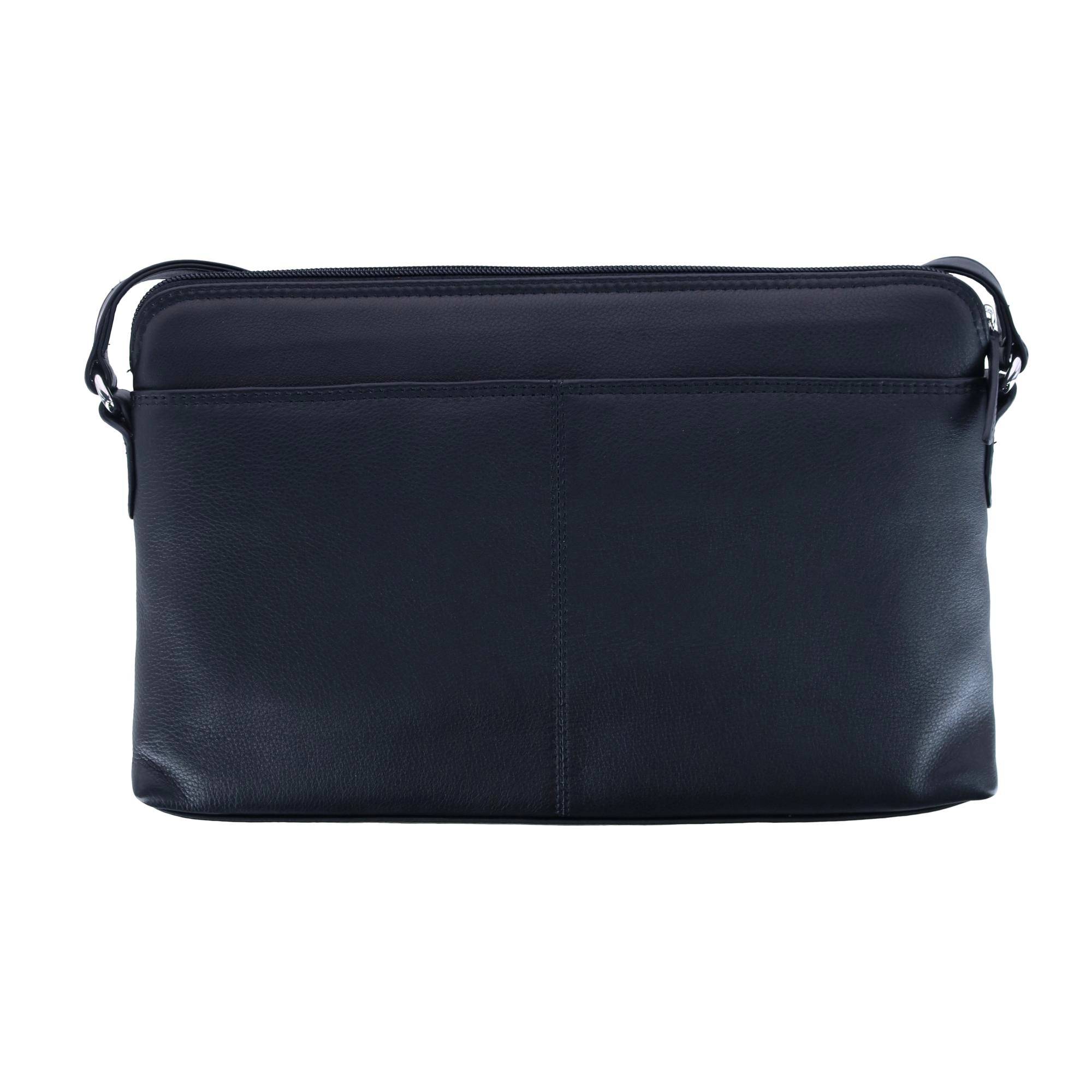 CTM Women's Leather Shoulder Bag Purse w/ Side Organizer (Larger Version)