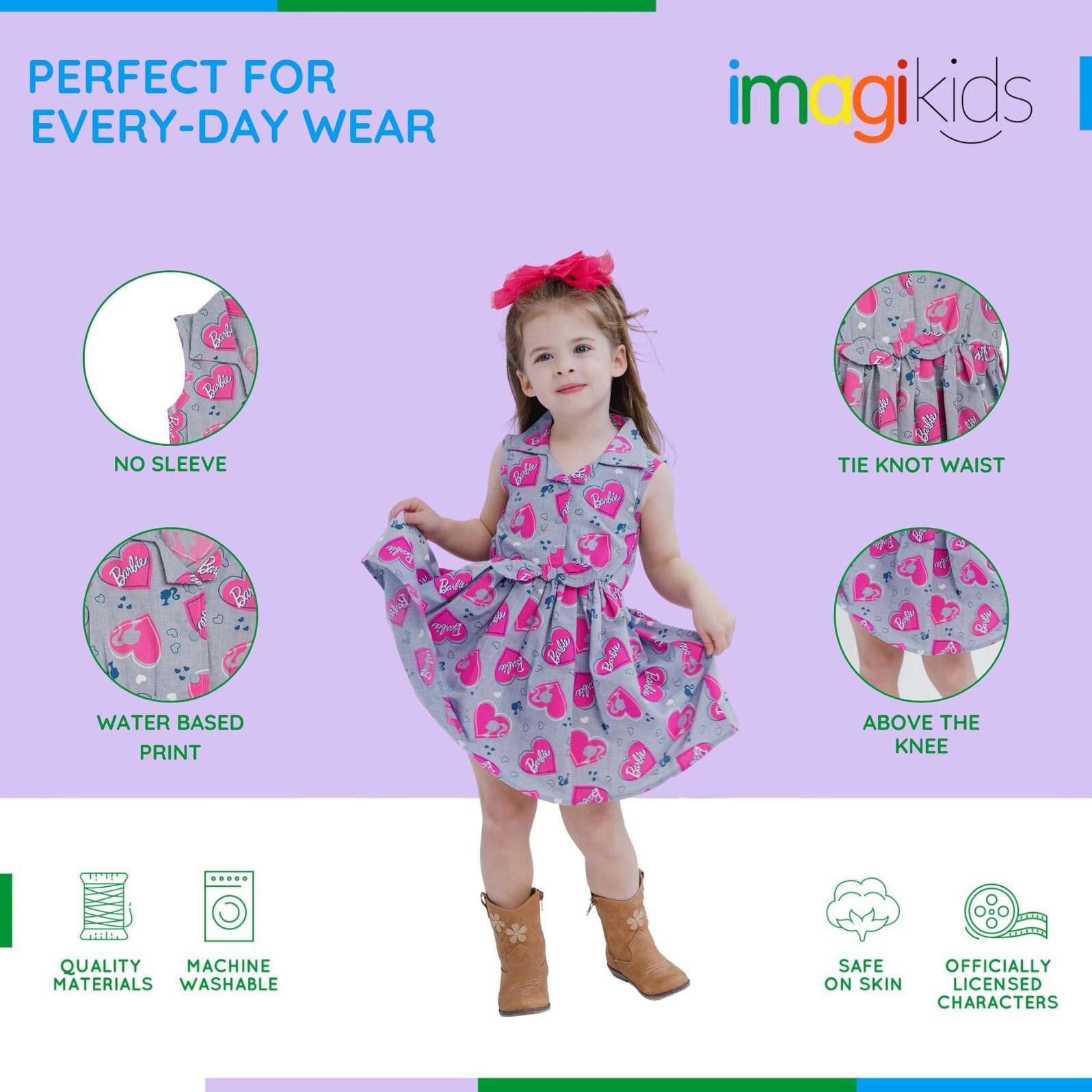 Barbie Girls' Sleeveless Denim Dress