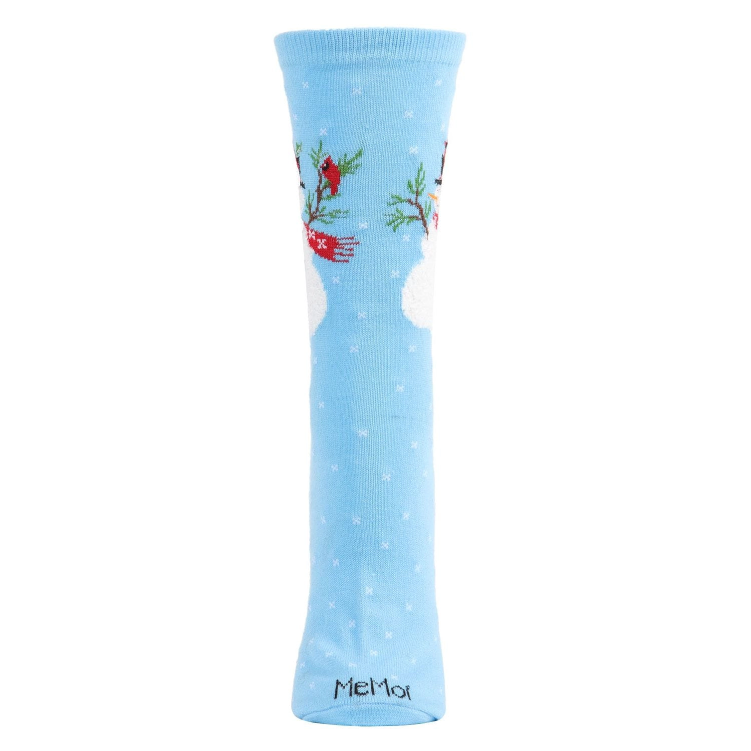 MeMoi Women's Polka Dot Snowman Festive Crew Socks