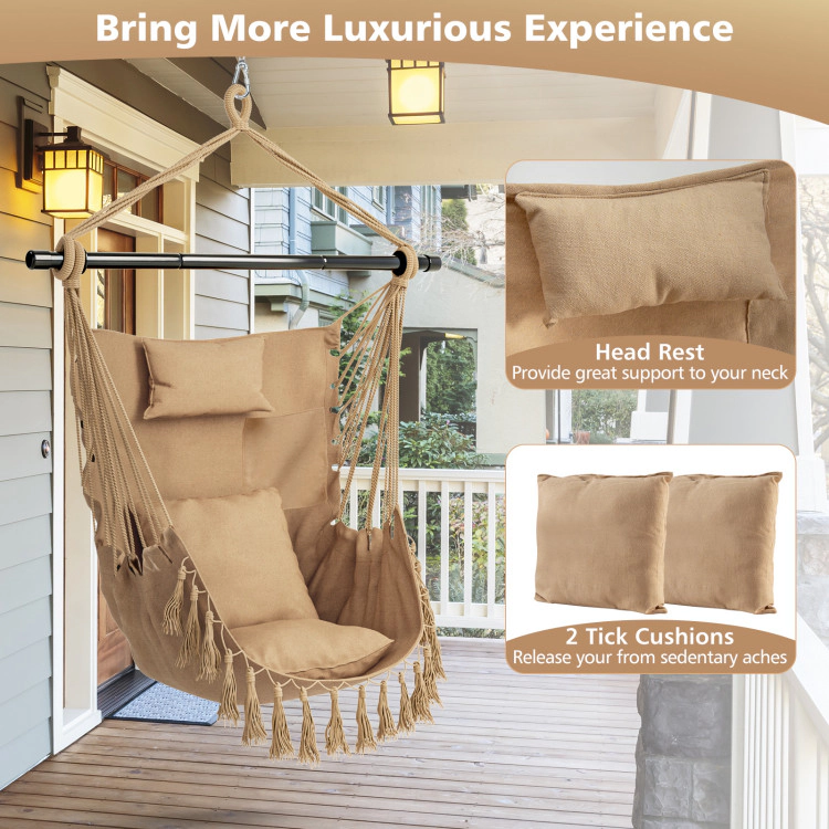 Hivvago Hanging Rope Swing Chair With Soft Pillow And Cushions