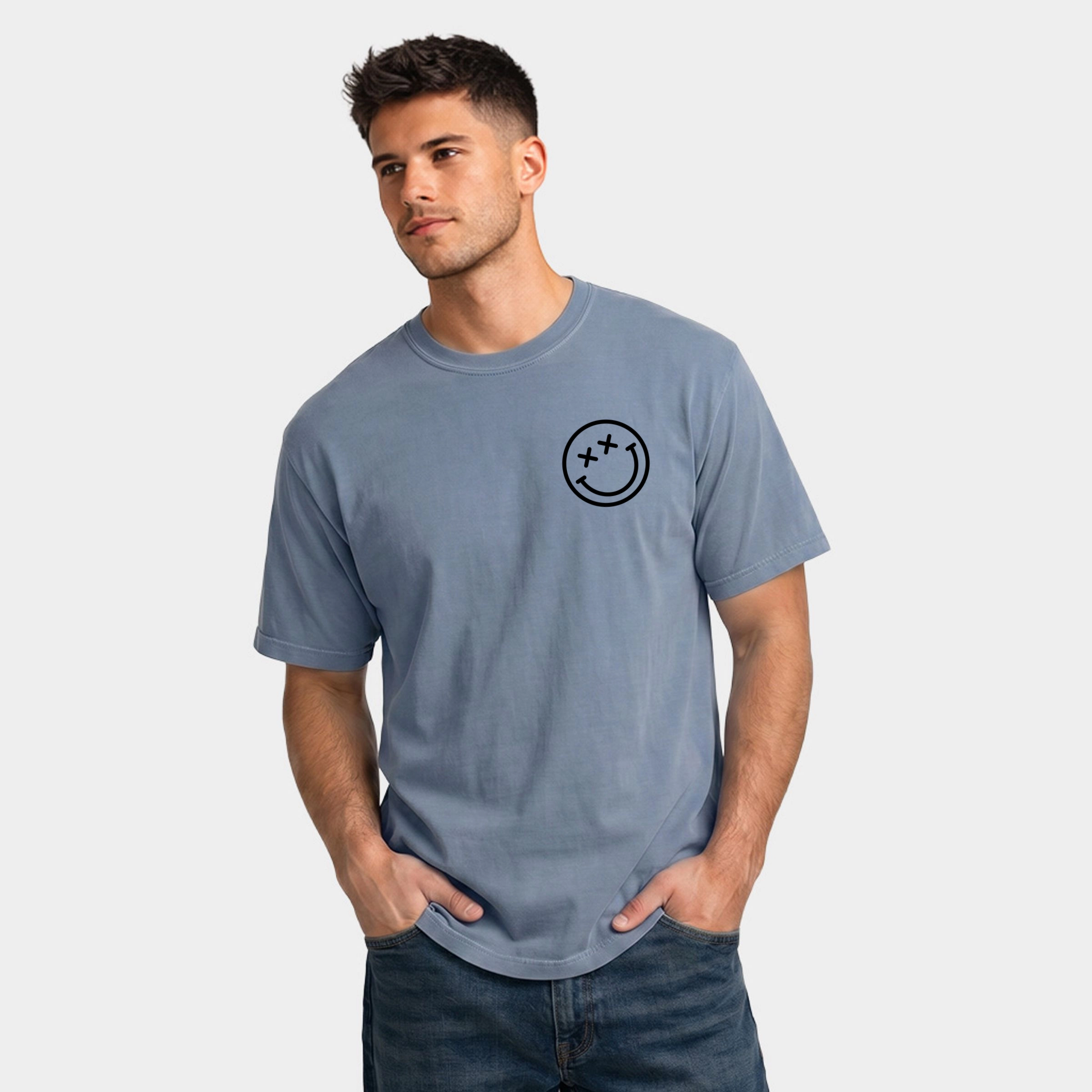 Simply Sage Market - Men's Garment Dyed Graphic T-Shirt S.W.Smiley Oh Buoy
