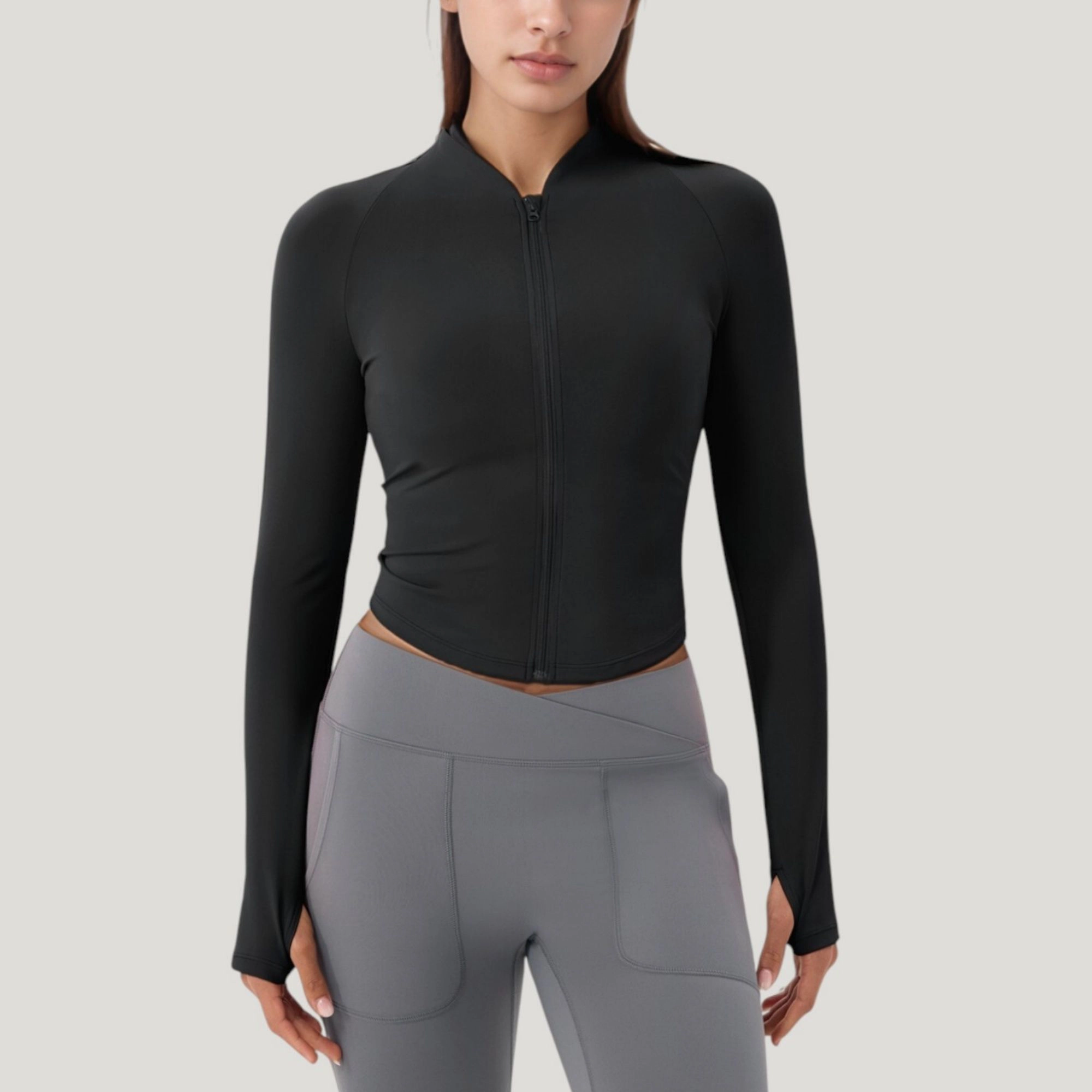 Anna-Kaci Women's Long Sleeve Zip Front Activewear Jacket with Streamlined Fit and Lightweight Performance Fabric