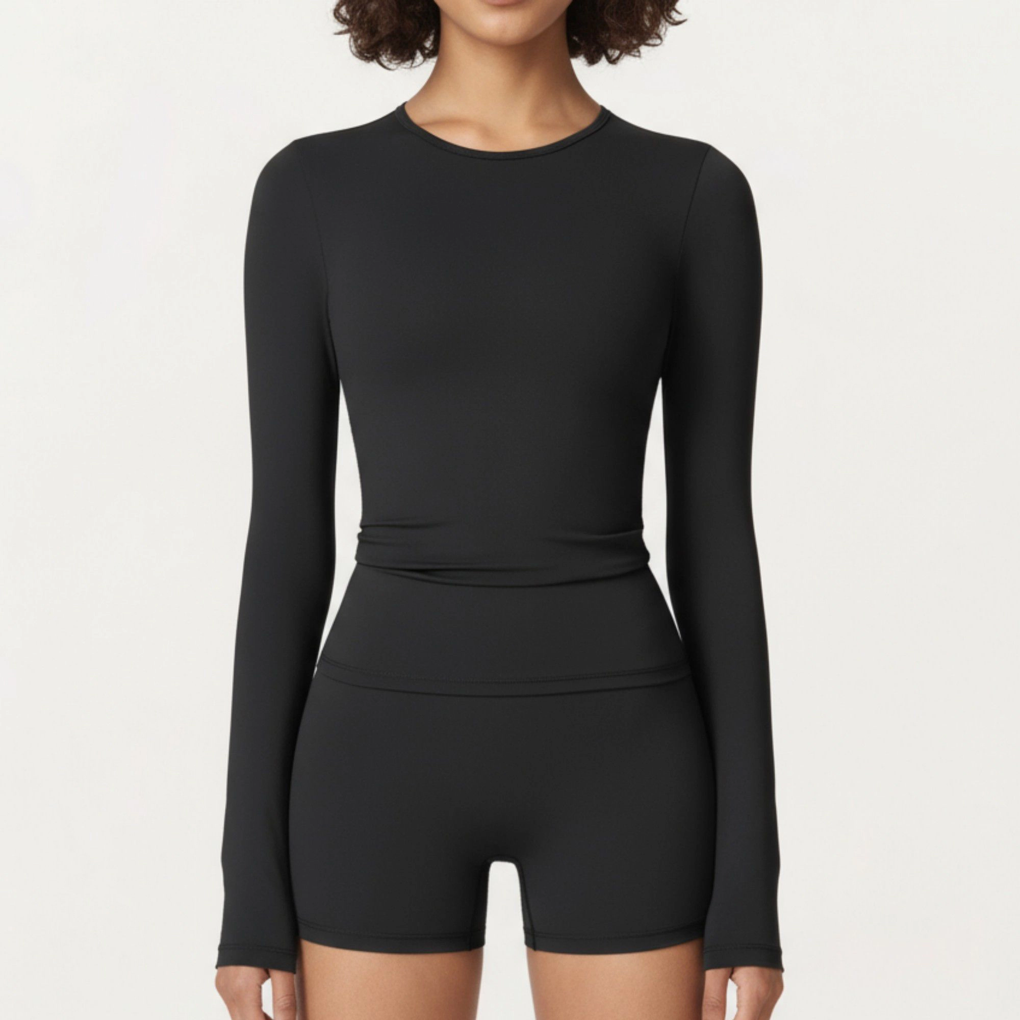 Anna-Kaci Women's Long Sleeve Fitted Active Top with Thumbhole Cuffs and Crew Neck