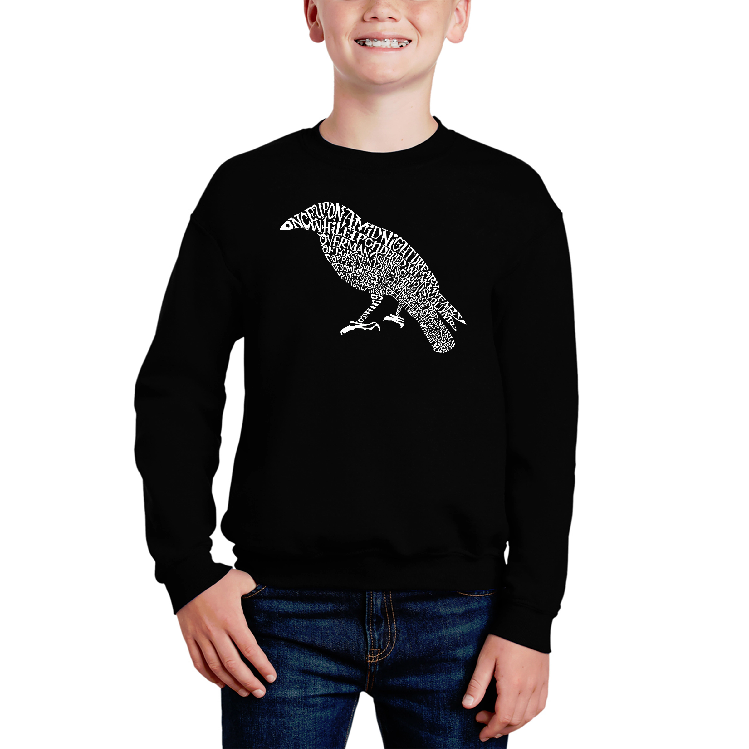 LA Pop Art Boy's Word Sweatshirt - Edgar Allen Poe's The Raven