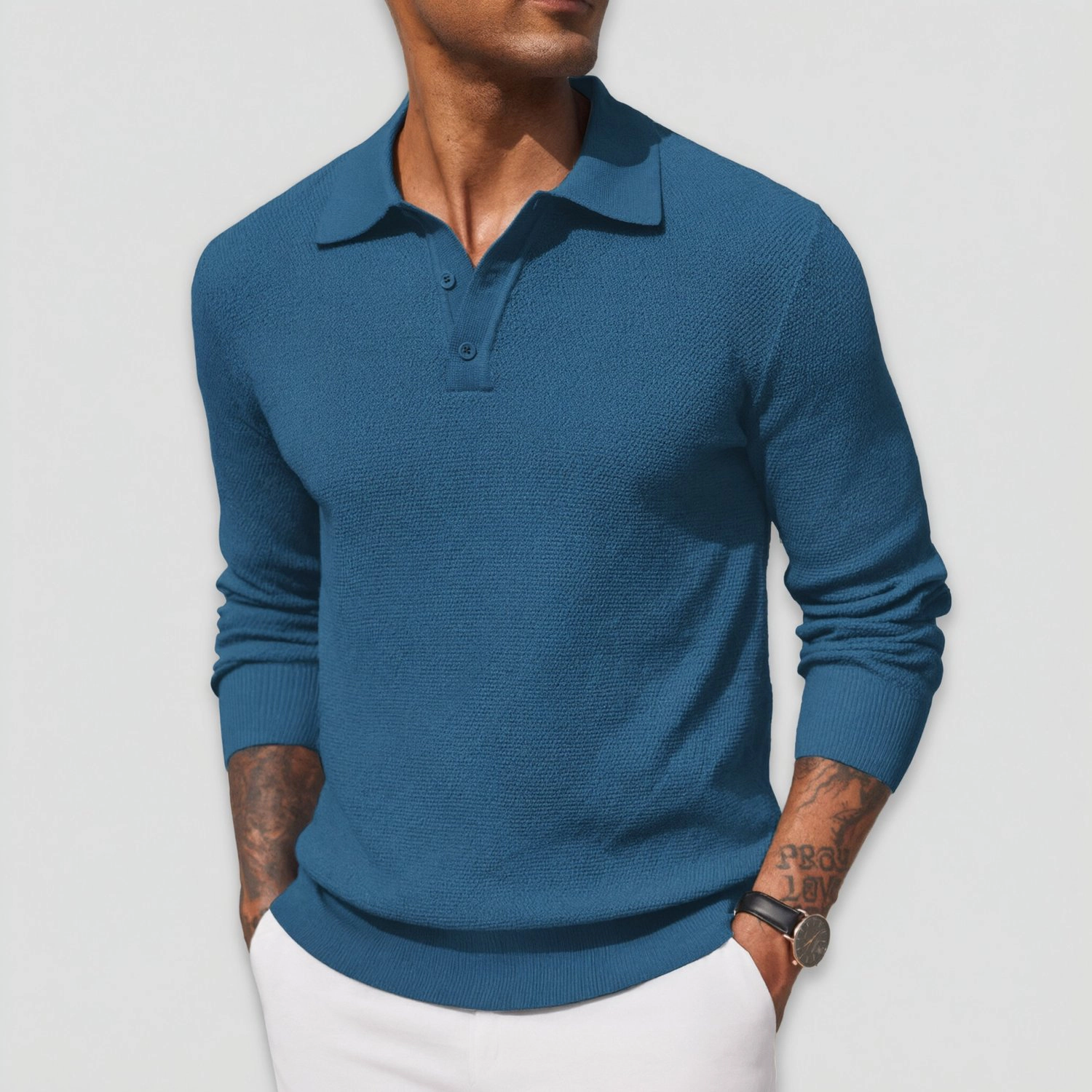 COOFANDY Casual Long Sleeve Polo Sweater Fall Henley Neck Button Pullover Tops
