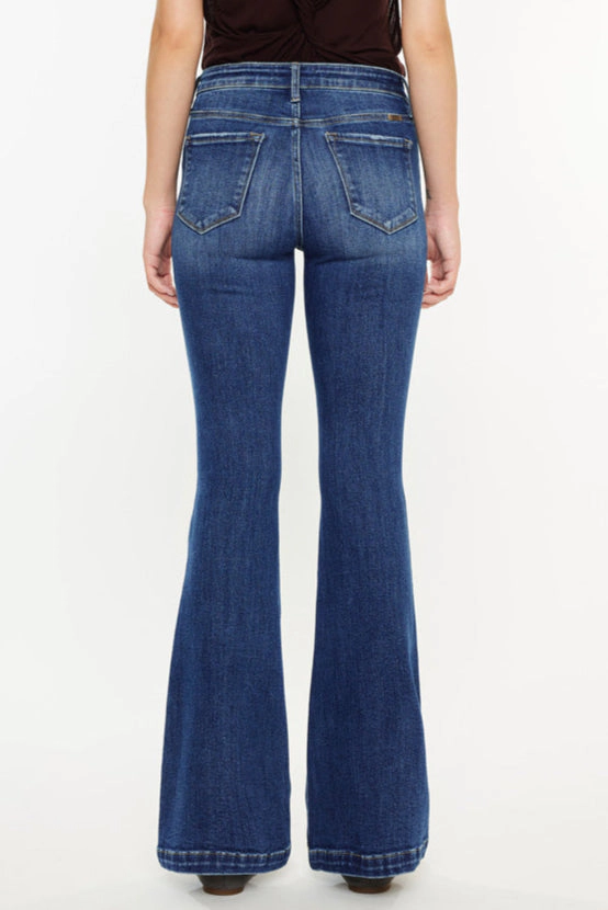 KanCan Women's Petite Essentials Mid Rise Flare Jeans Annie