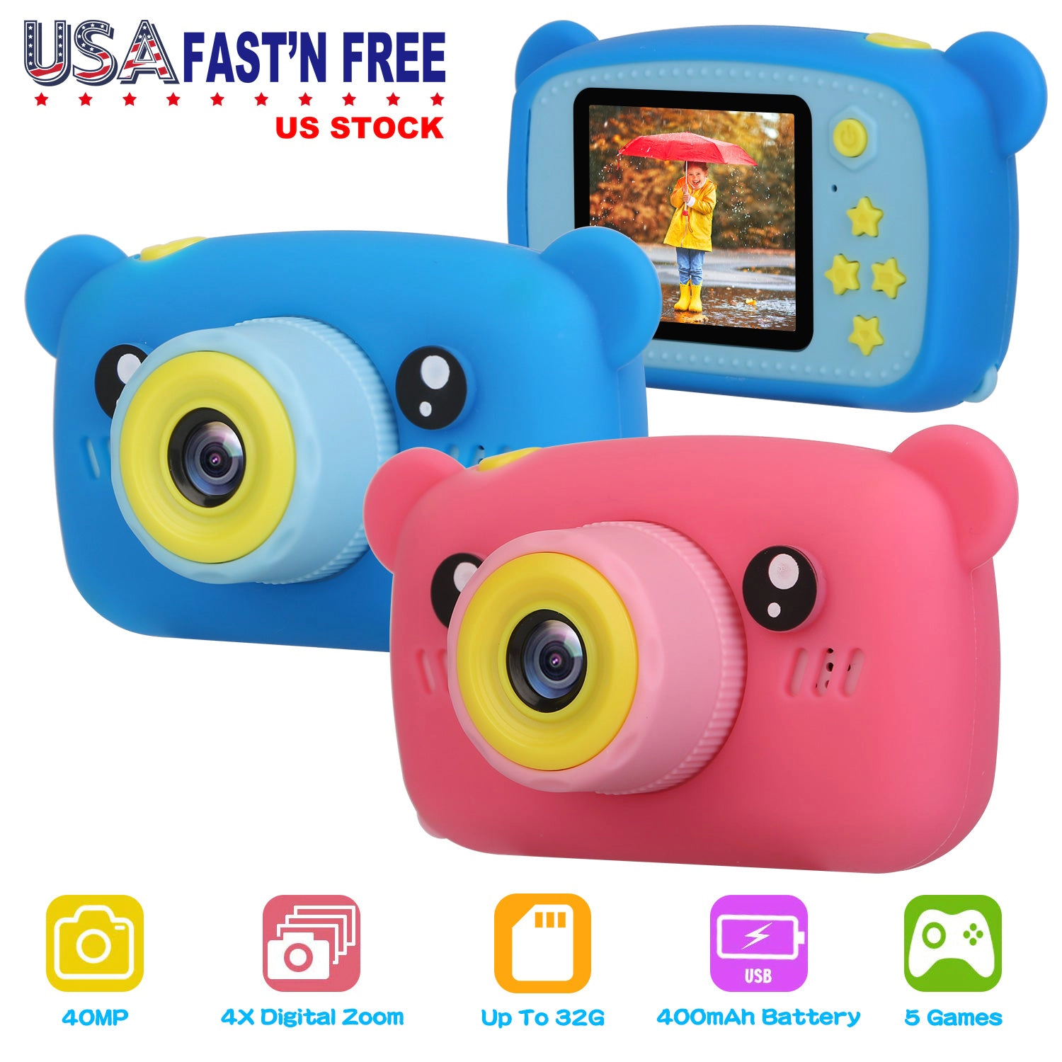 GBruno 2-in-1 Kids Digital Camera With 32GB Card