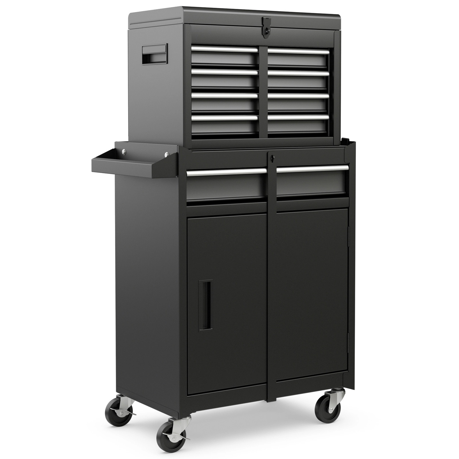 SUGIFT 2-in-1 5-Drawer 220.5-lb Capacity Steel Rolling Tool Chest and Cabinet with Lock Bars and Side Hooks