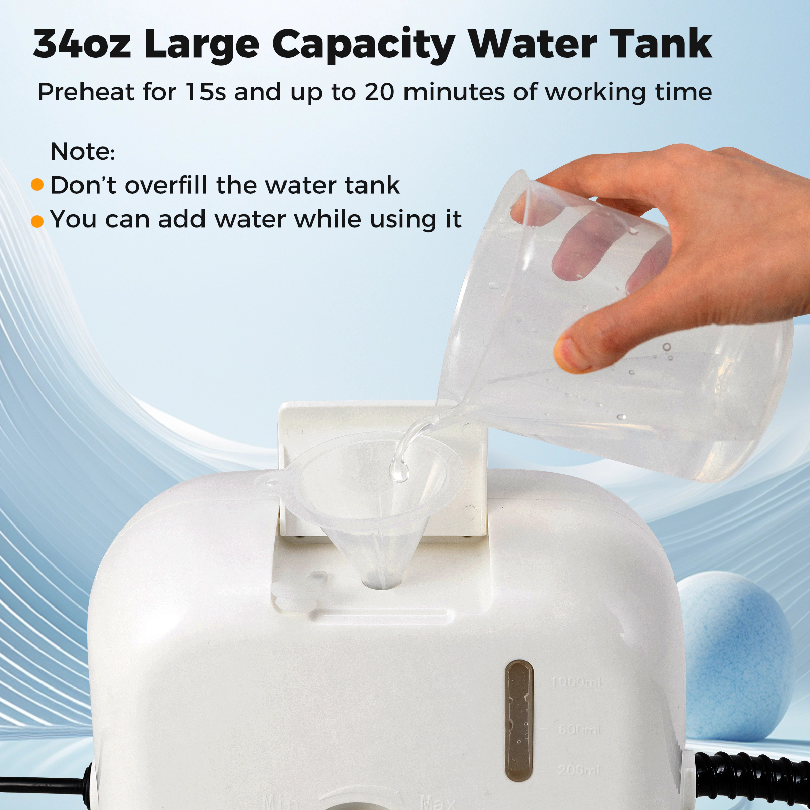 LJG 1500W Portable Steam Cleaner with 34 oz Water Tank