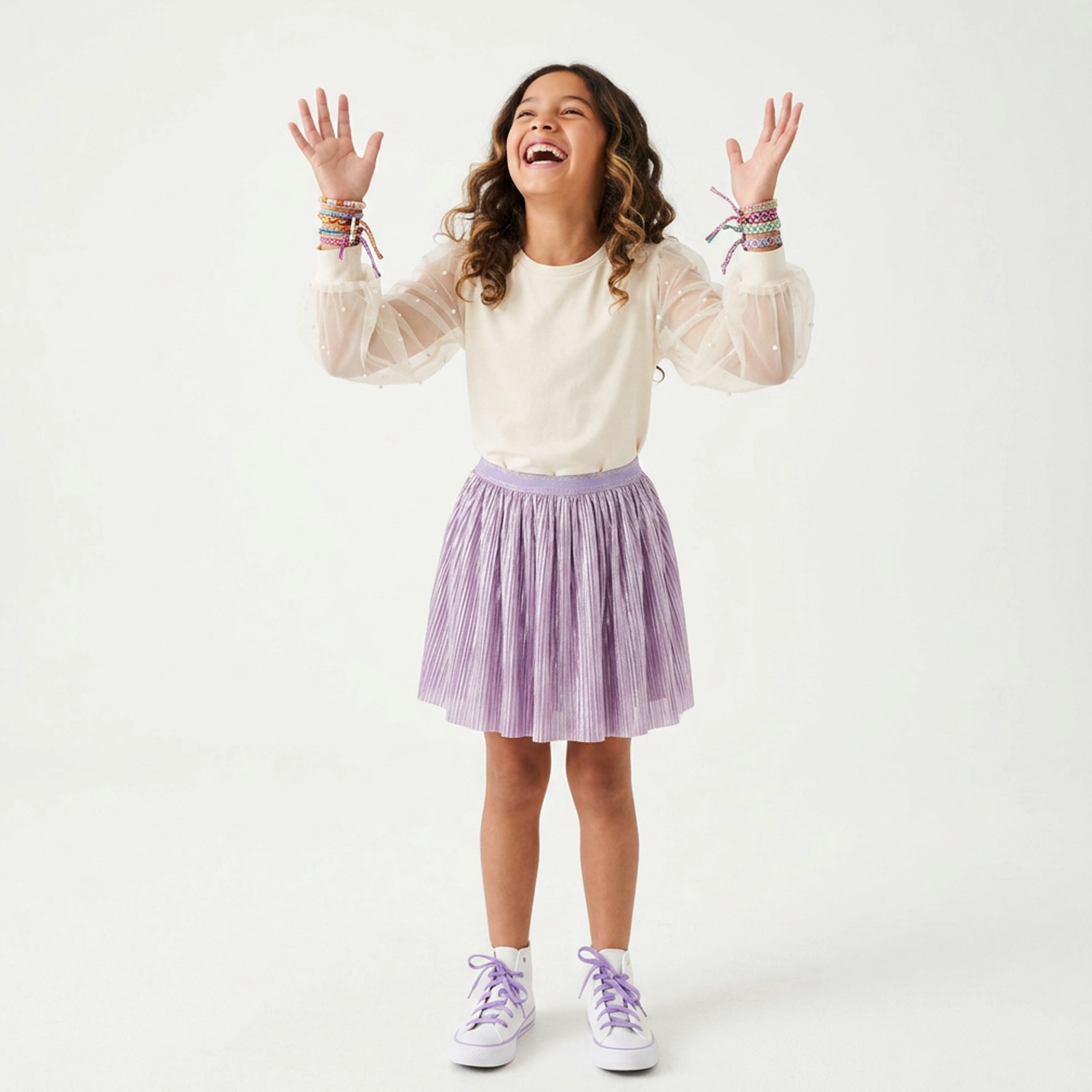 Rockets of Awesome Pearl Tulle Sleeve Top for Girls