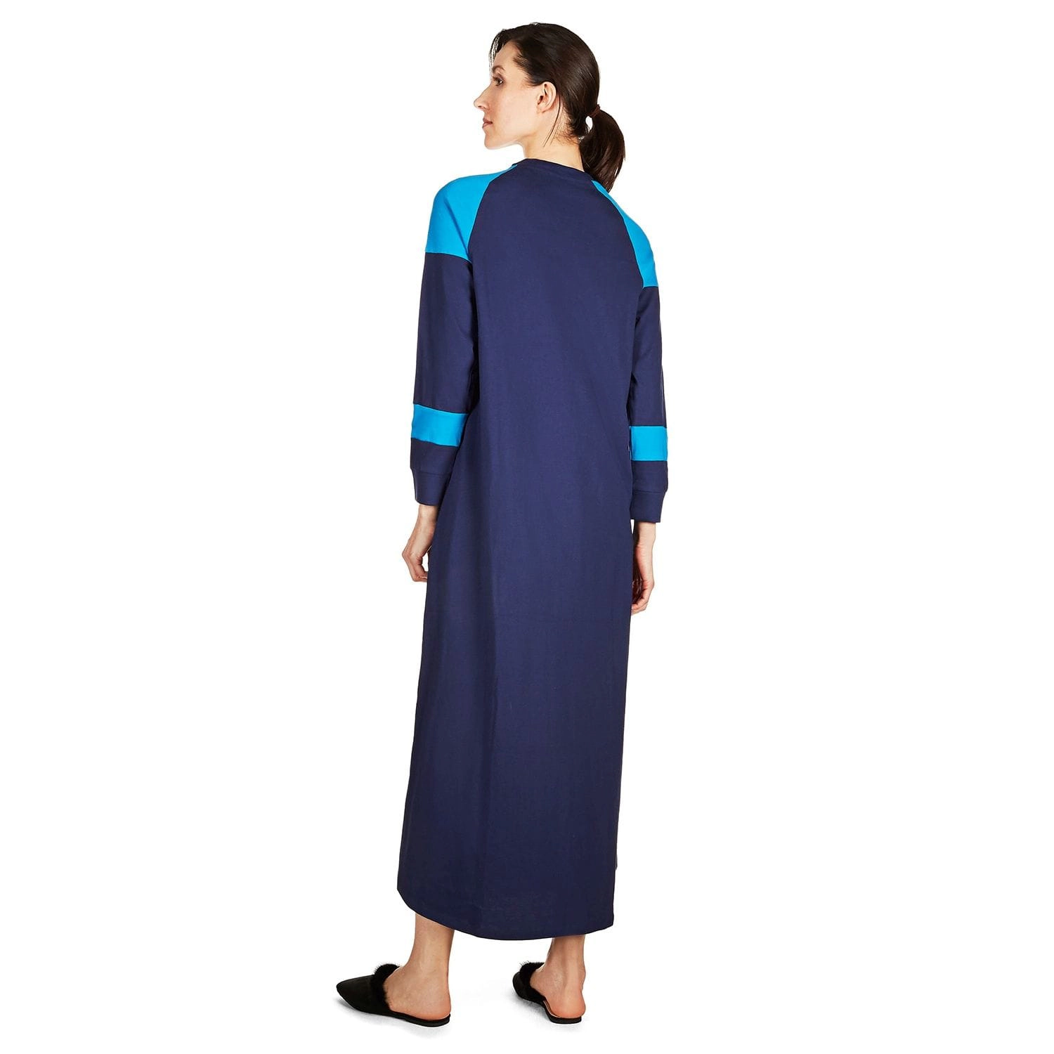 MeMoi Women's 100% Cotton Ultra Soft Lace Up Long Sweatshirt Gown