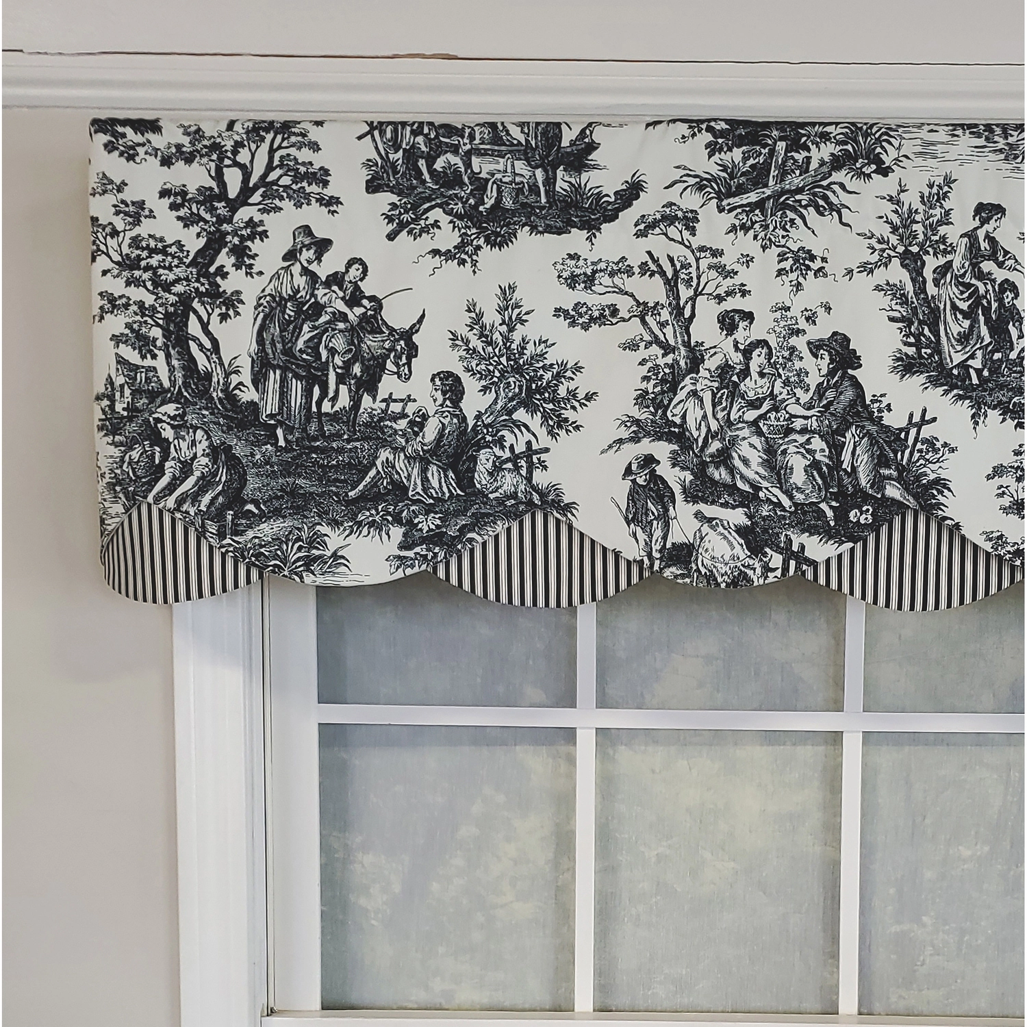 RLF Home 3" Rod Pocket High Quality Fabric Glory Days Petticoat Valance for Windows 50" x 15" Black