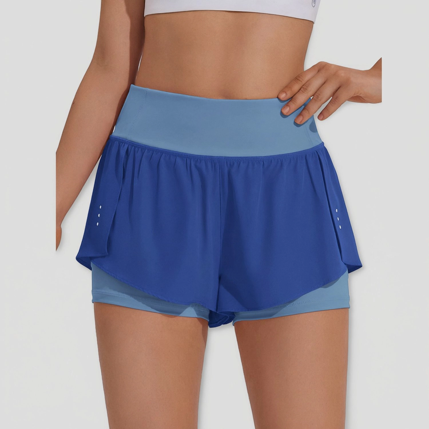 Pinspark Womens High Waist 2 1 Running Shorts Built-in Liner Side Split Gym