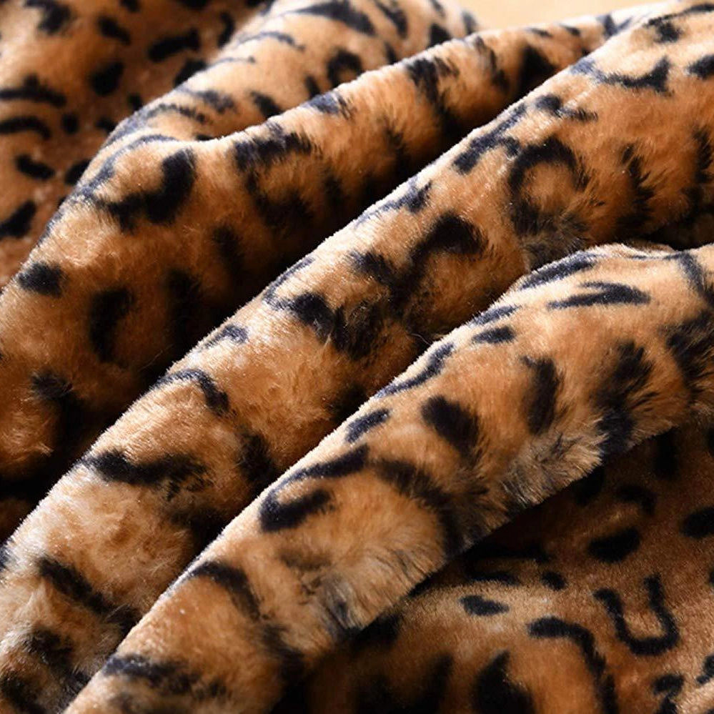 MarCielo Faux Fur Leopard Throw Blanket, Soft Plush Cozy Sofa Cover