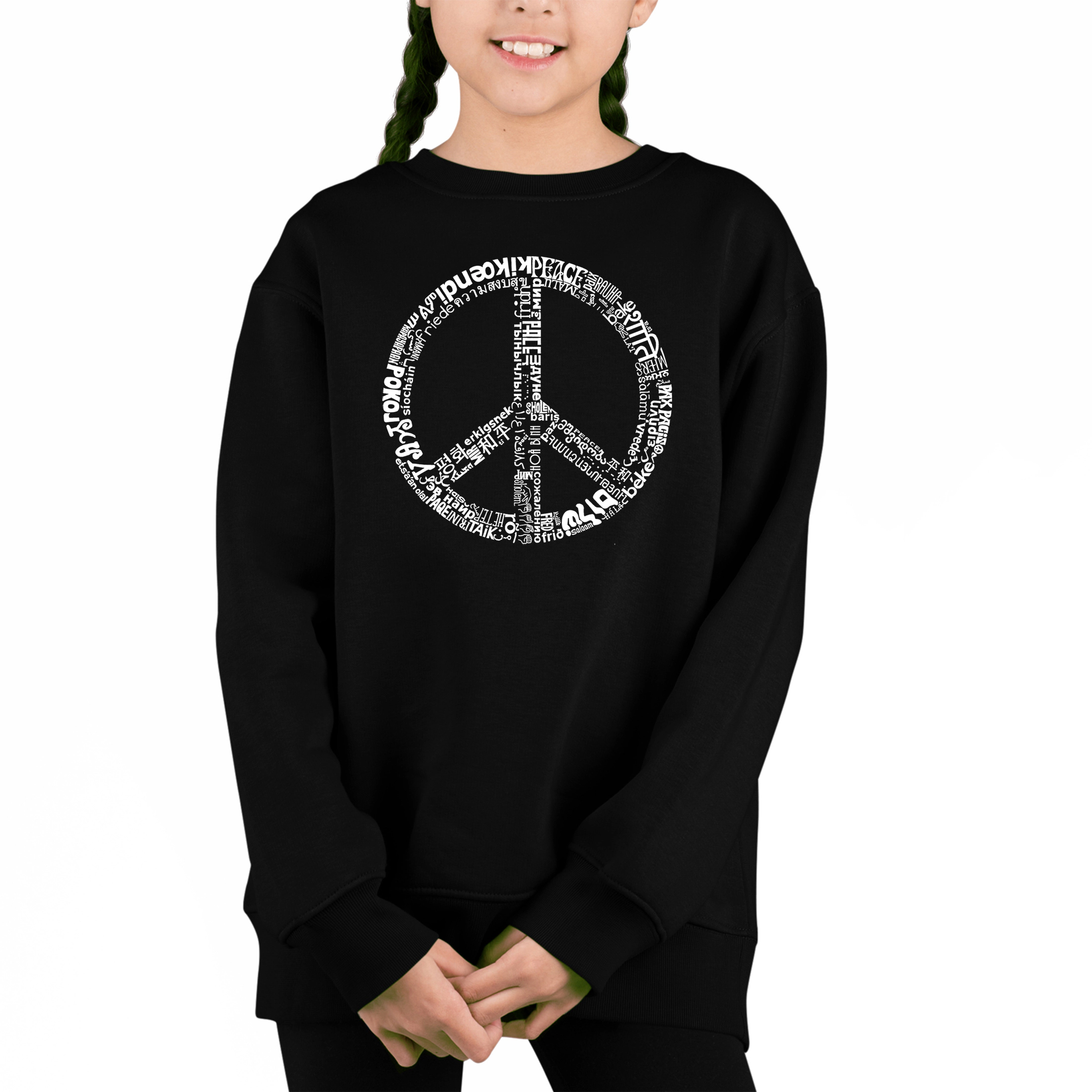 LA Pop Art Girl's Word Sweatshirt - The Peace 77 Languages