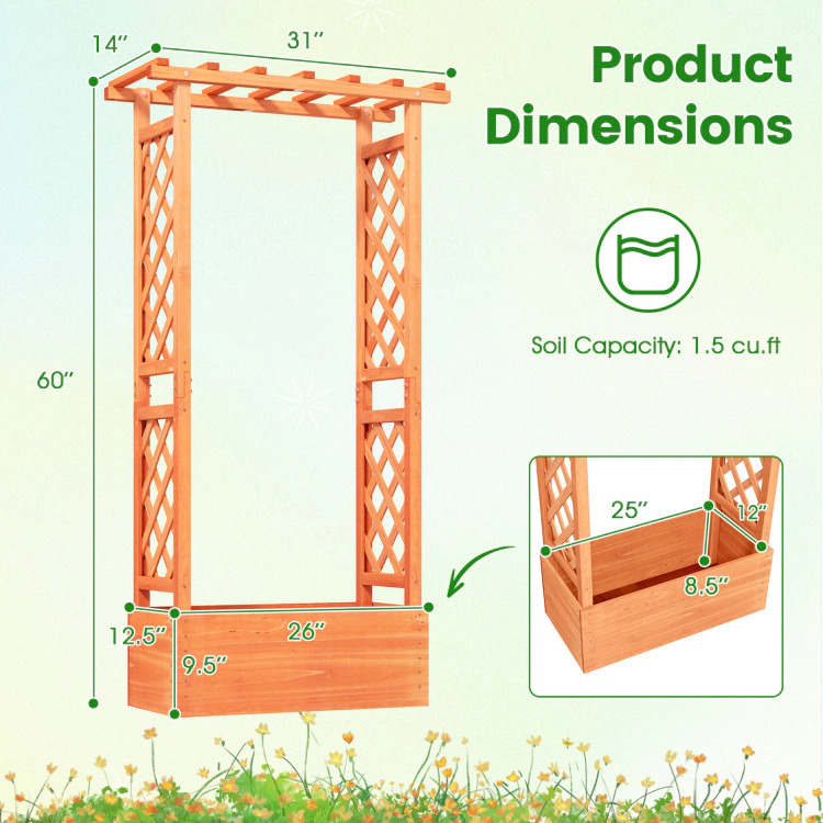 Hivvago Raised Garden Bed with Side Trellis and Hanging Roof and Drainage Hole-Orange