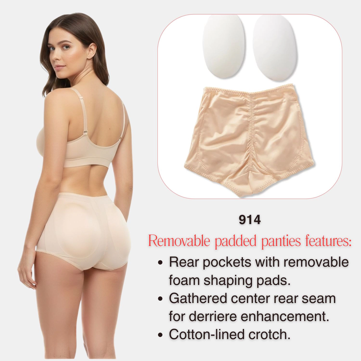 Rago Padded Panty Brief with Removable Pads | Light Shaping |Style 914