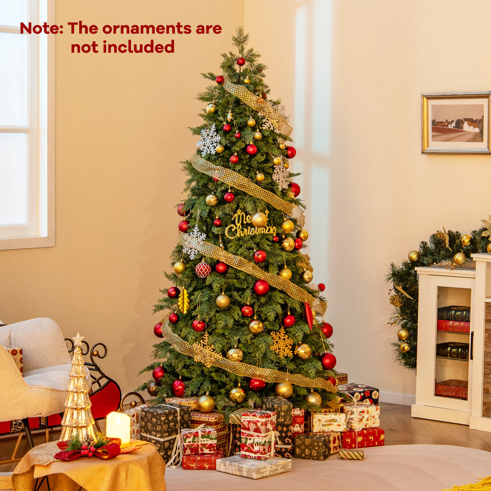 SUGIFT Hinged Artificial Christmas Tree with 721/1019 Branch Tips 6-ft Green PVC PE with Foldable Metal Base